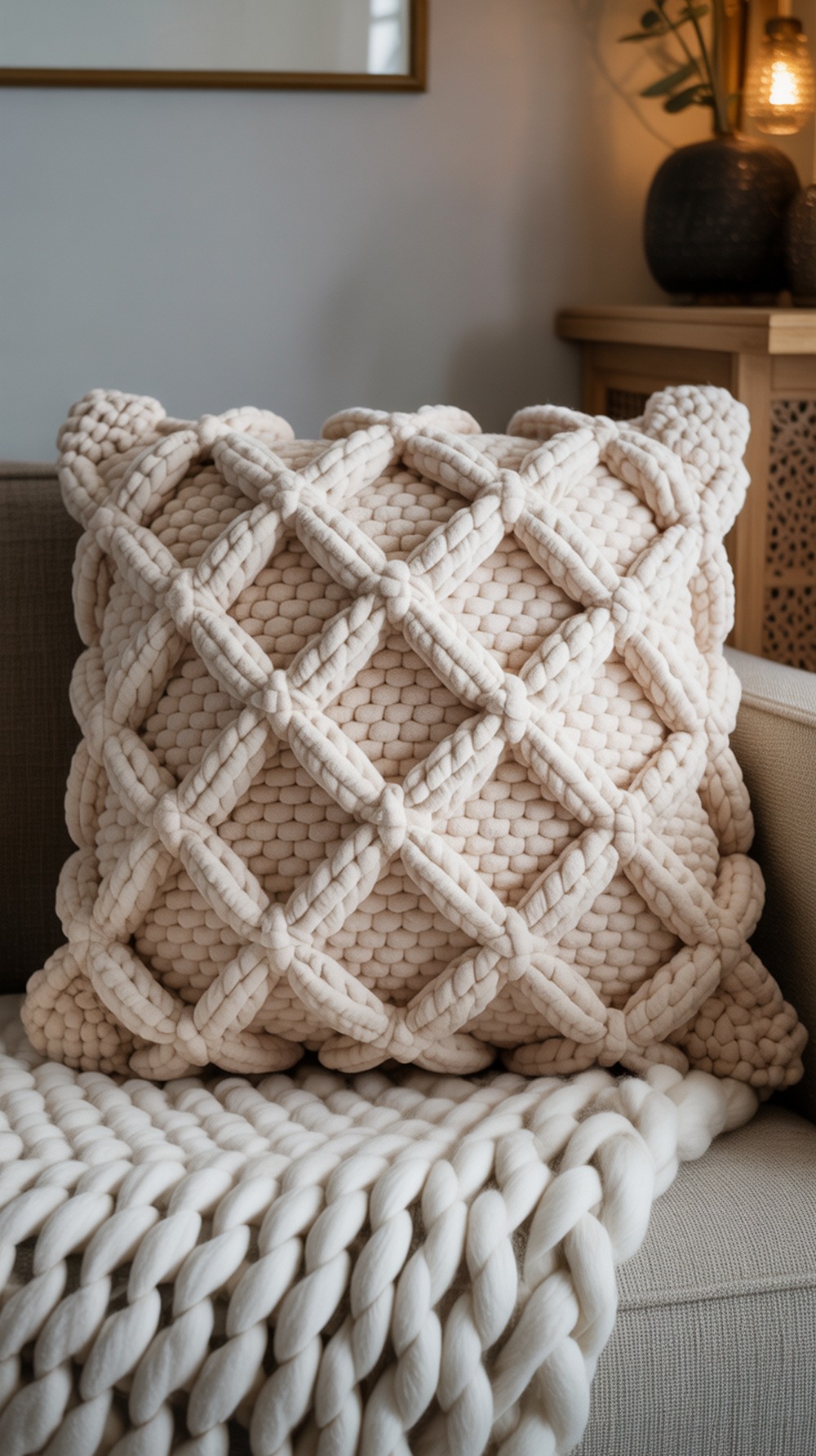 Fluffy Diamond Pillow