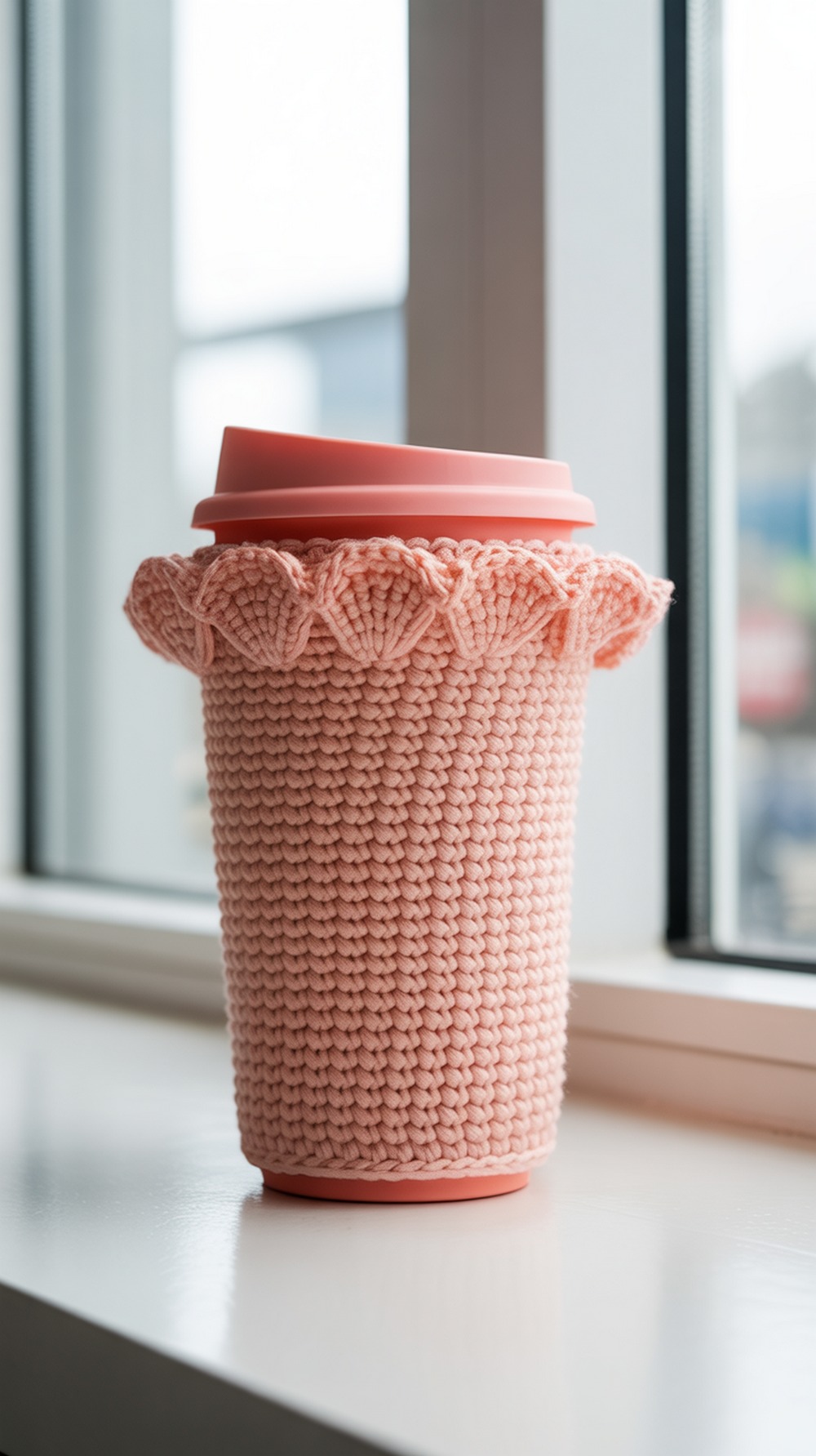 Frilly Shell Edged Coffee Cup Cozy