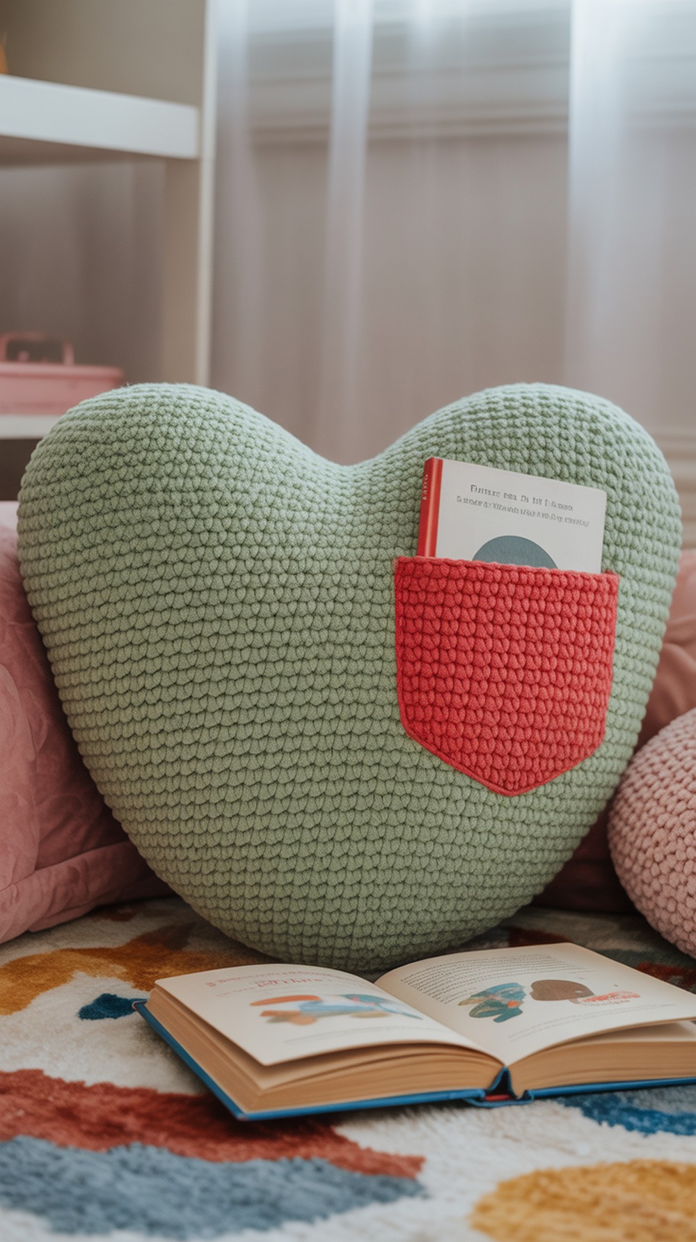 “Grew Three Sizes” Grinch Green Heart Floor Cushion