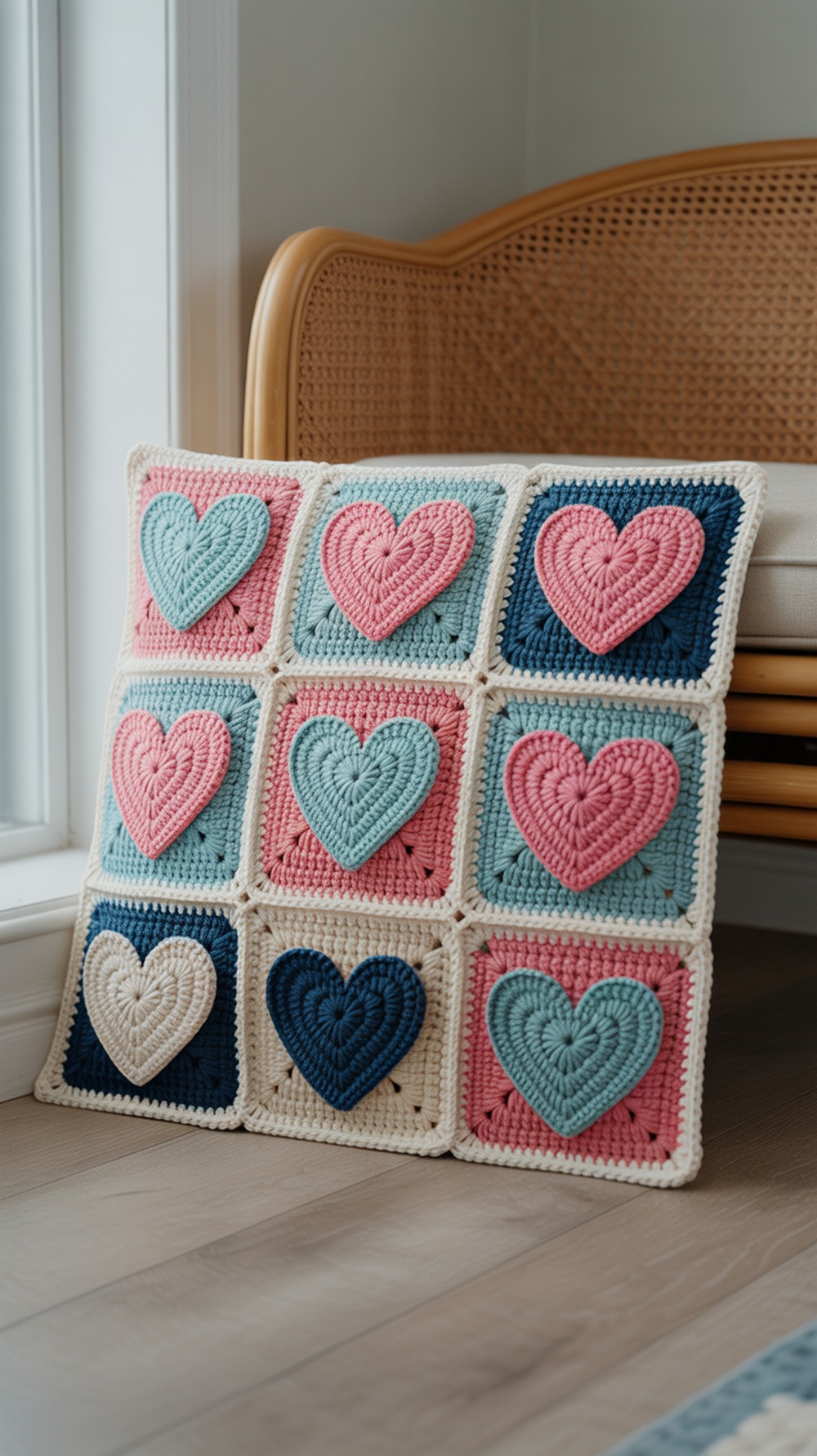 Heart Granny Patchwork Floor Cushion