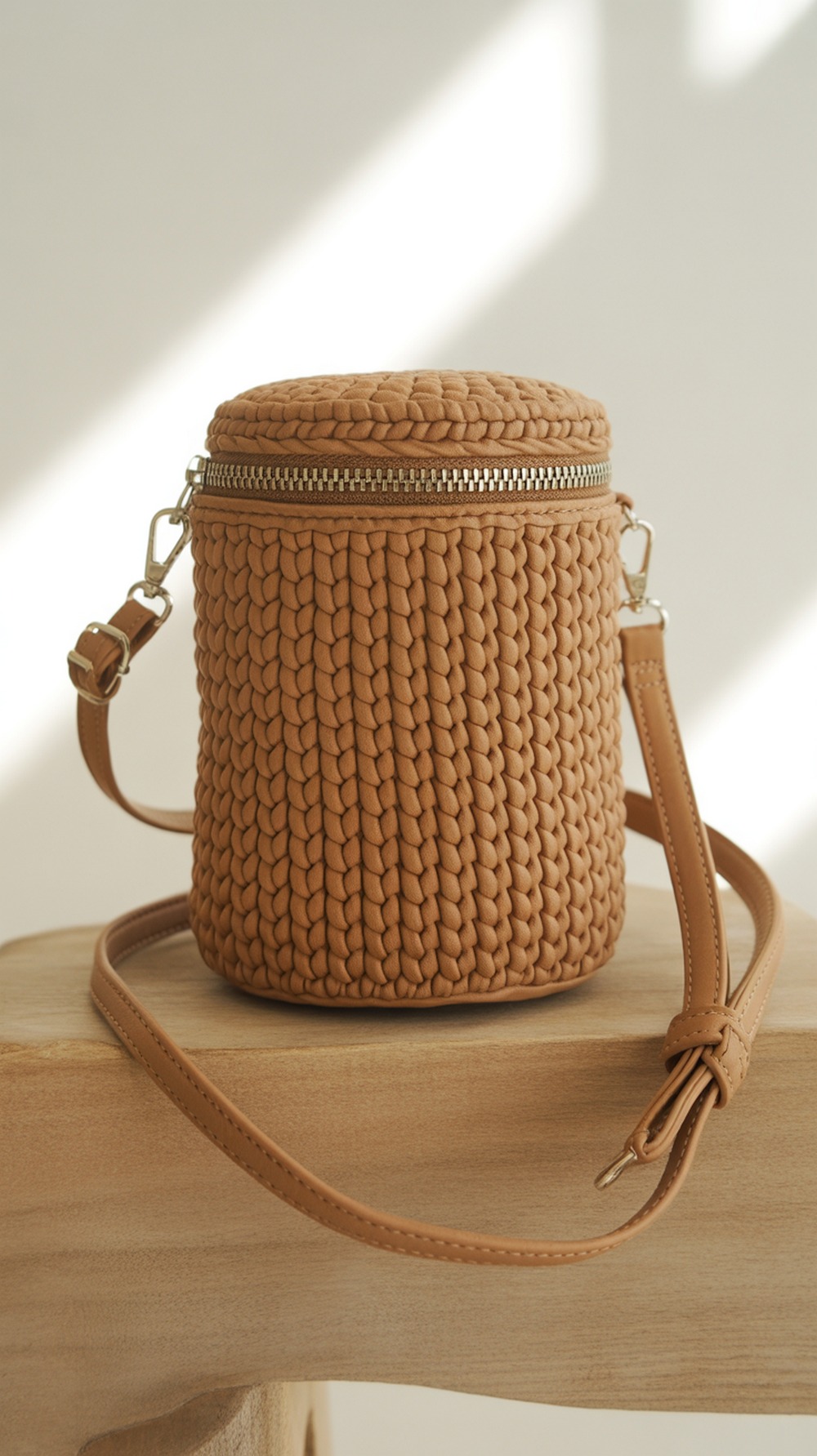 Herringbone Handbag with Zipper