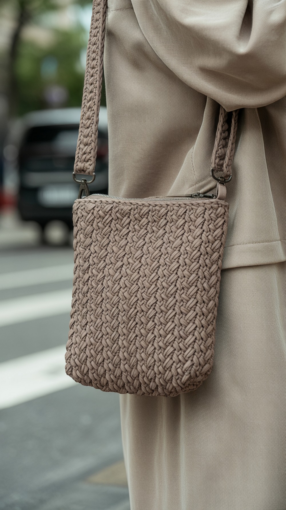 Herringbone Stitch Crossbody Bag