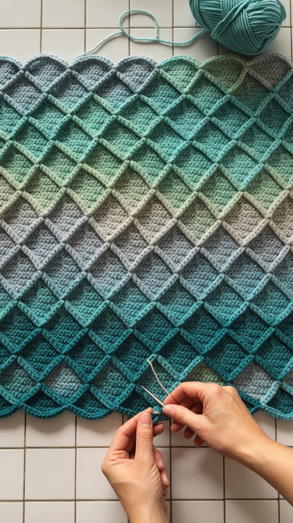 How to Crochet Tunisian Entrelac in Rows