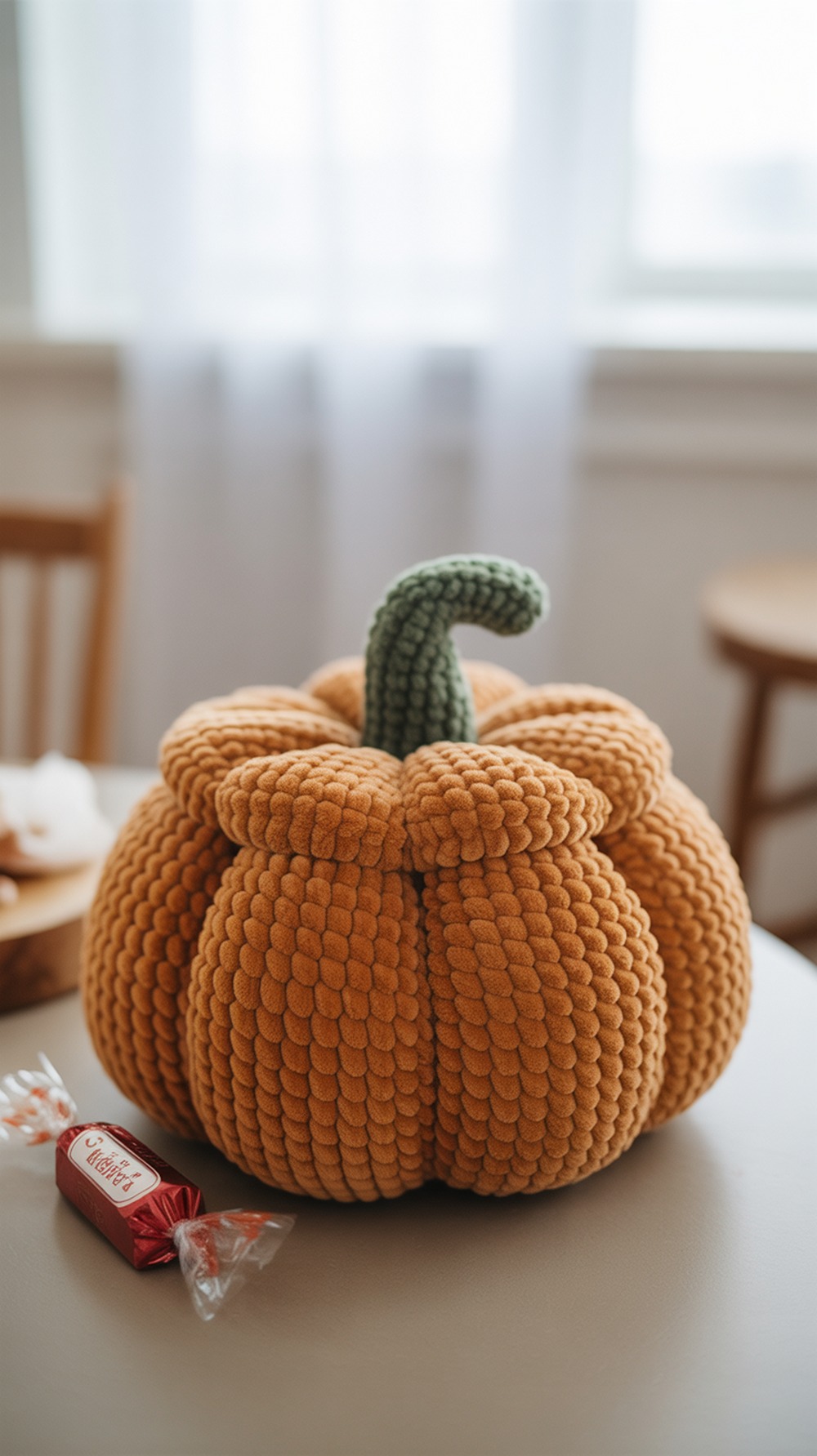 Plush Lidded Pumpkin Candy Basket