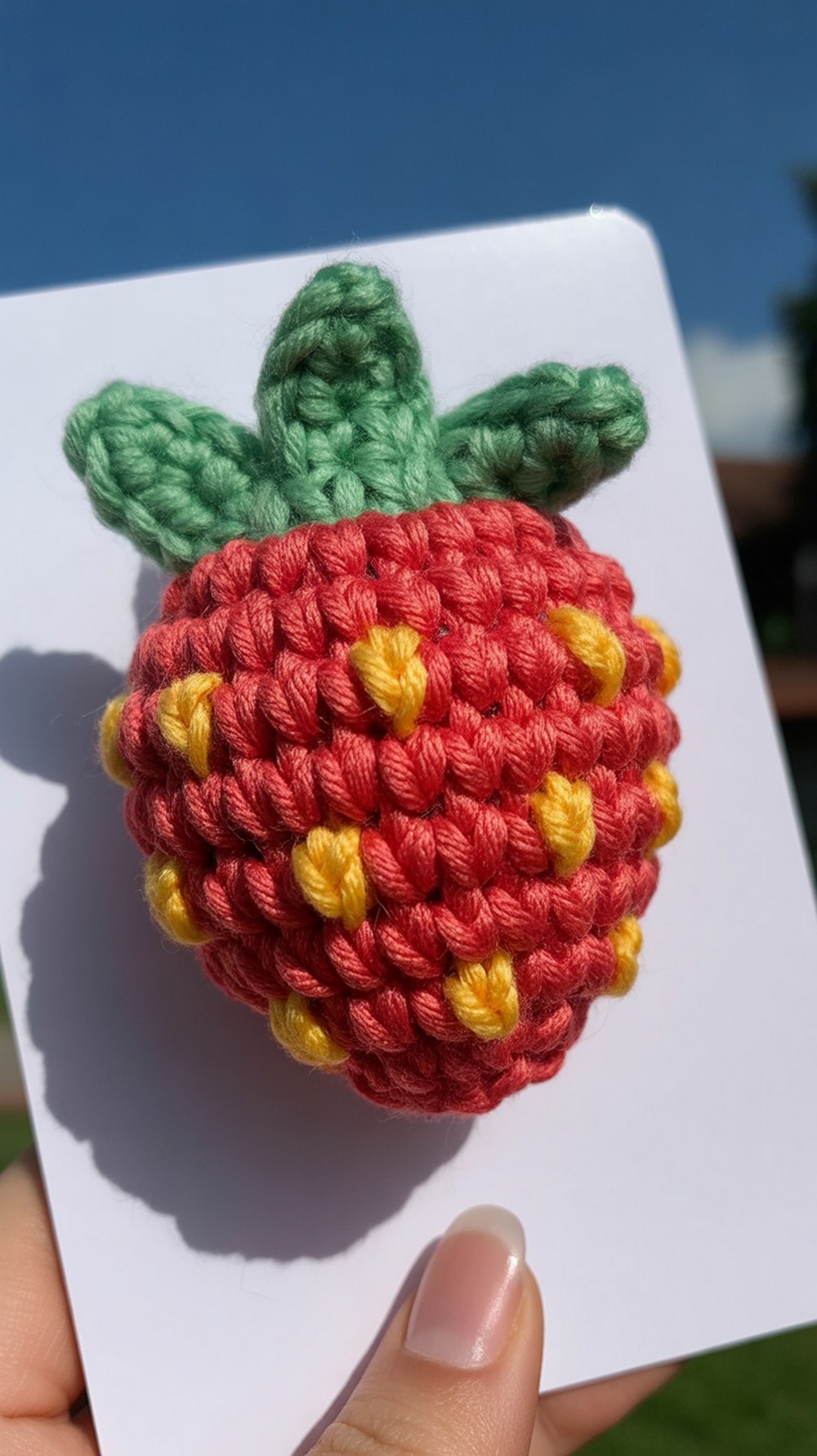 Puffy Amigurumi Strawberry Statement Clip