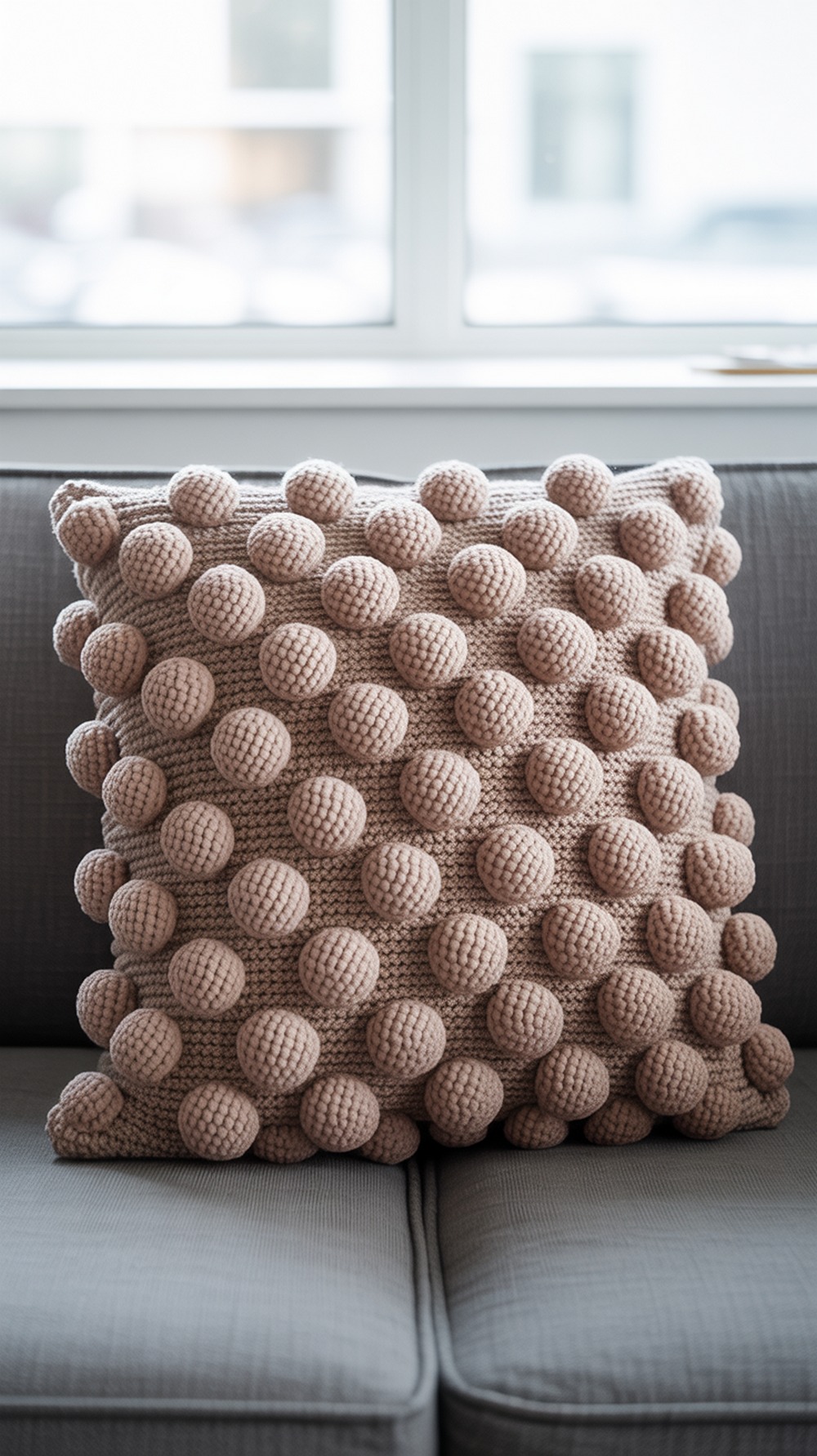 Red Heart Bobble Stitch Pillow