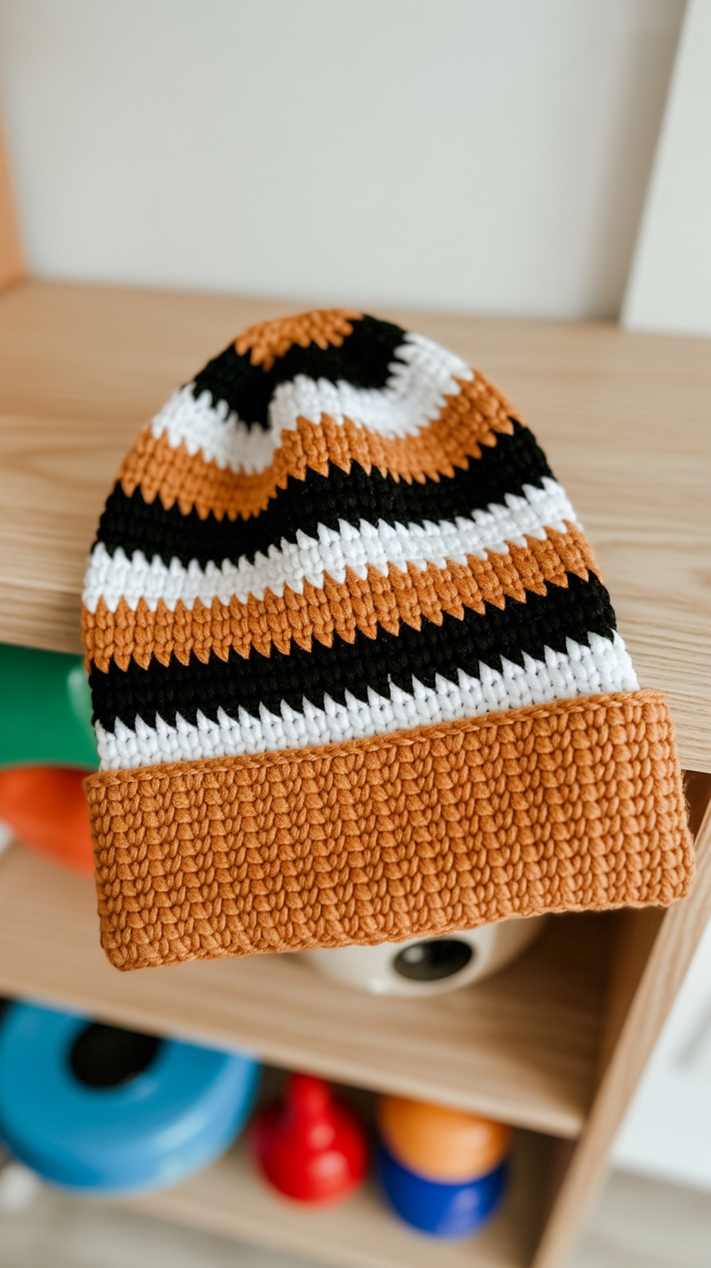 Red Heart Dino Stripes Hat
