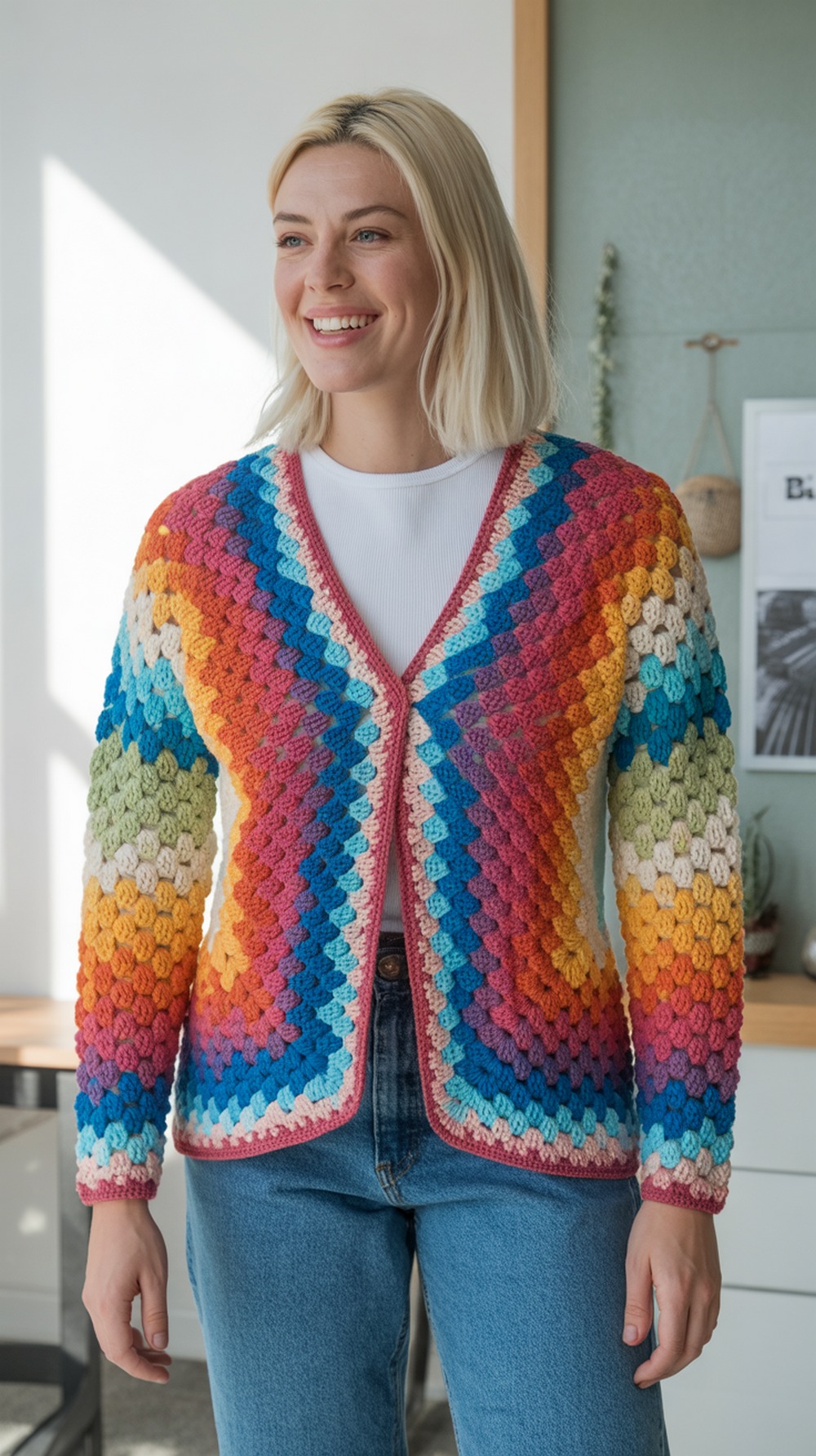 Retro Stripe Hexagon Cardigan