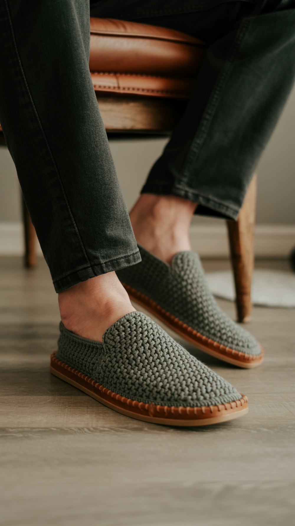 Saturday Men’s Slippers with Leather Soles