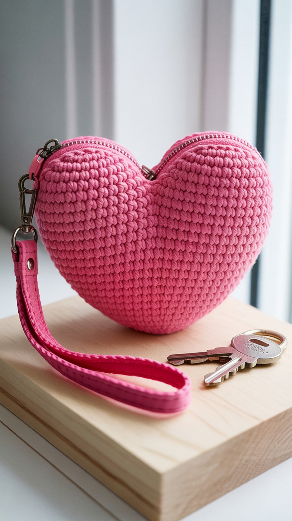 Scrappy Amigurumi Heart Wristlet