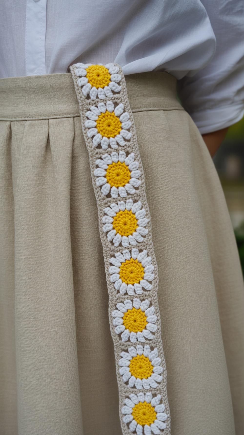 Sewrella Crochet Daisy Flower Belt