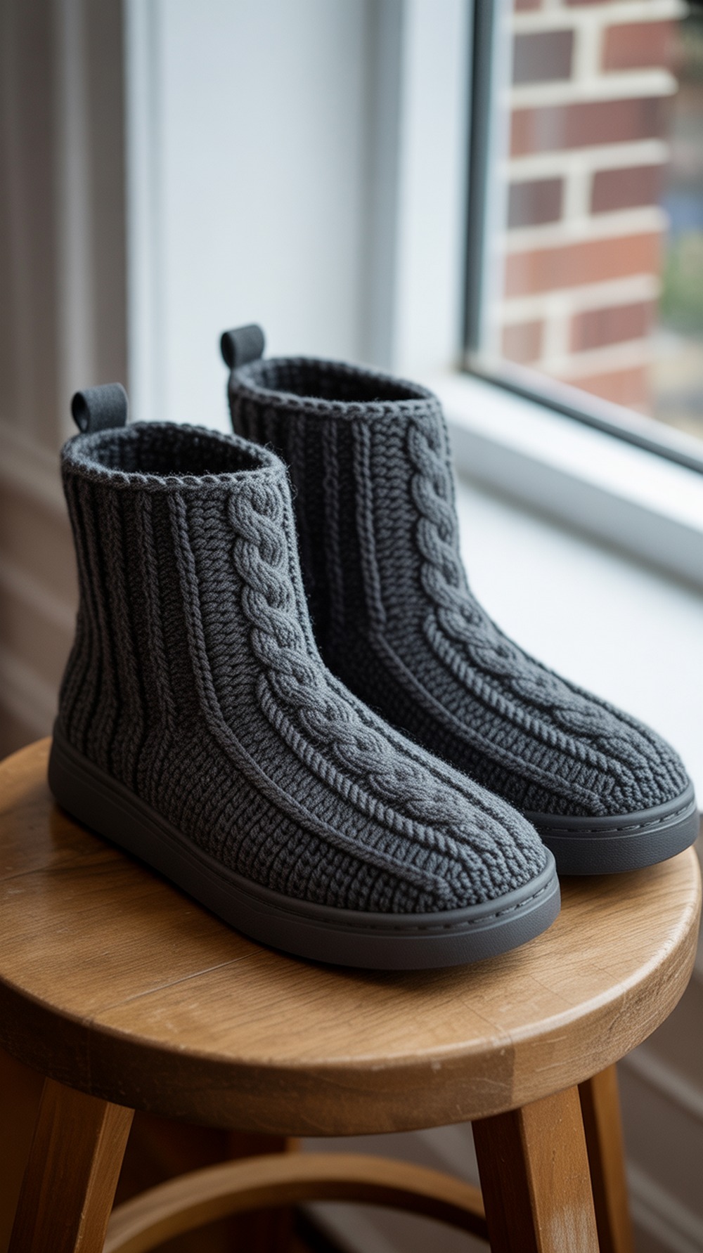 Simple Chunky Cable Slippers