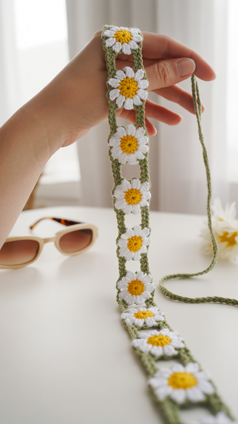 Slim Green Stem Daisy Strap