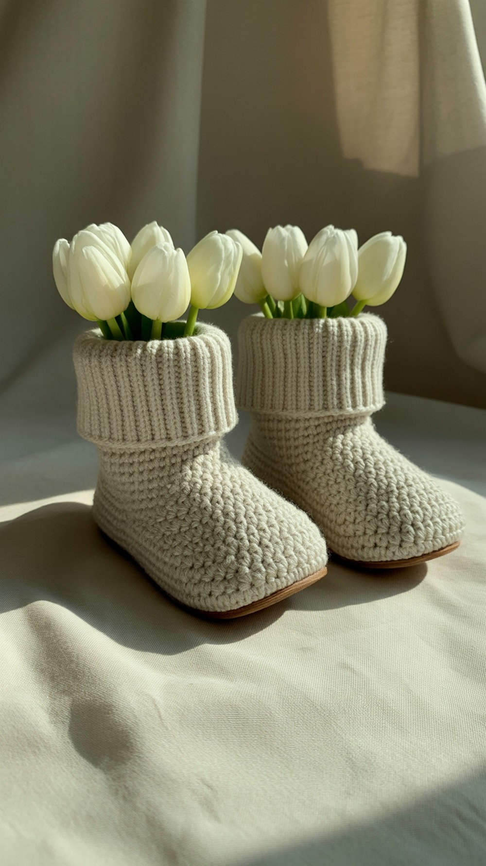 Snug Rib Booties with Tulip Pop