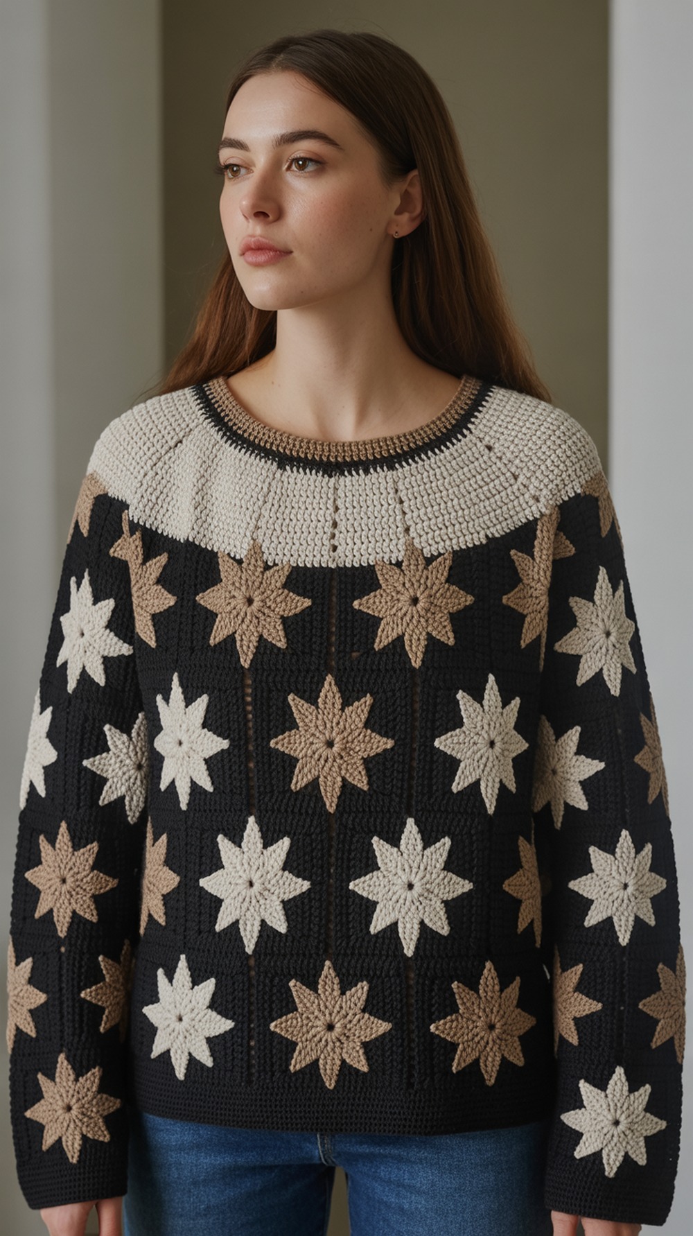 Starlight Mosaic Crochet Sweater