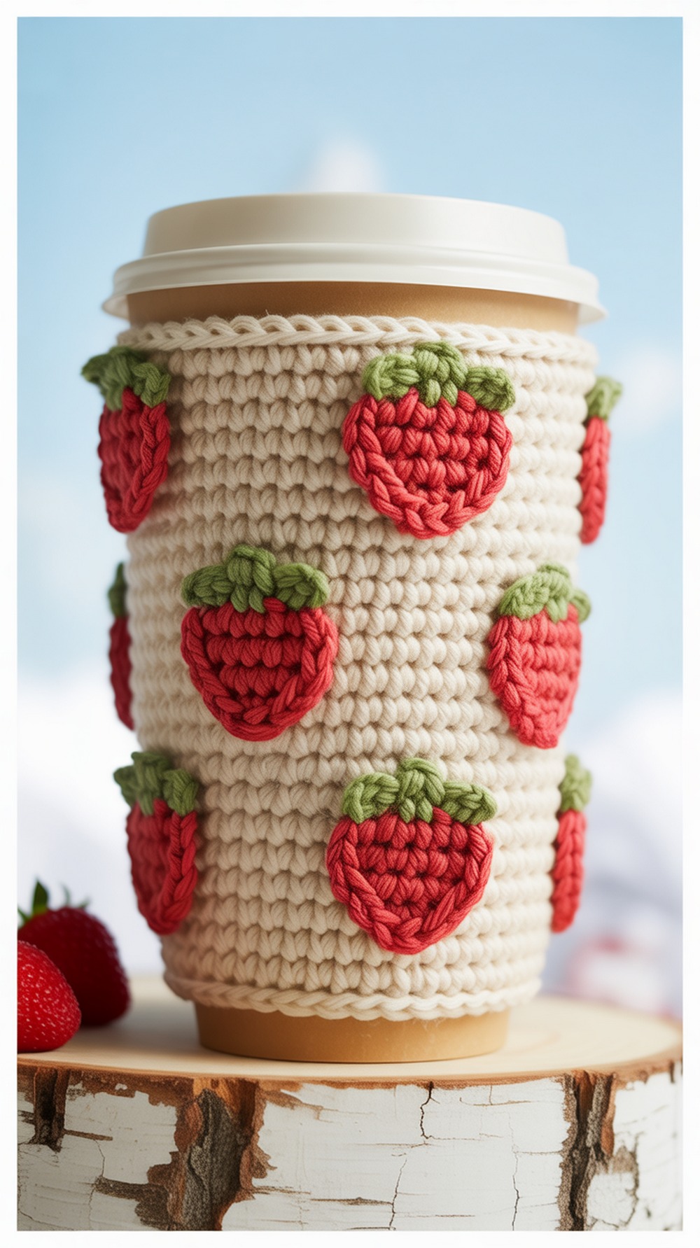 Strawberry Coffee Beanie Cozy