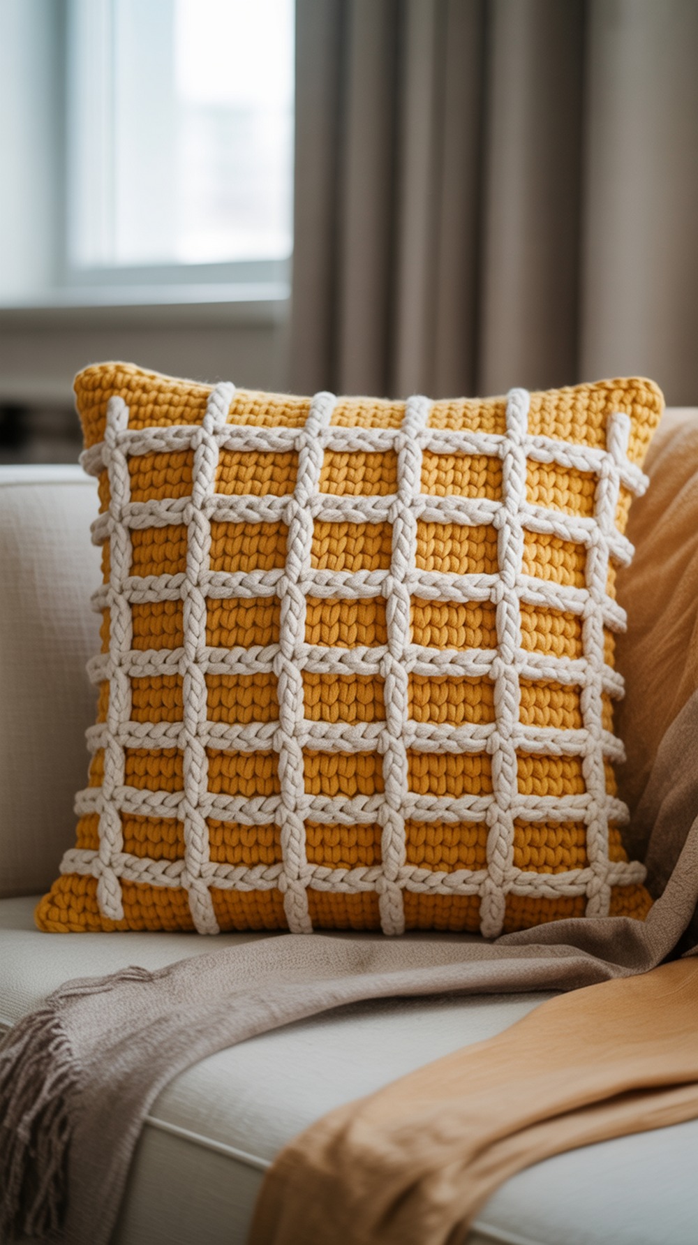 Sunshine Lattice Crochet Pillow