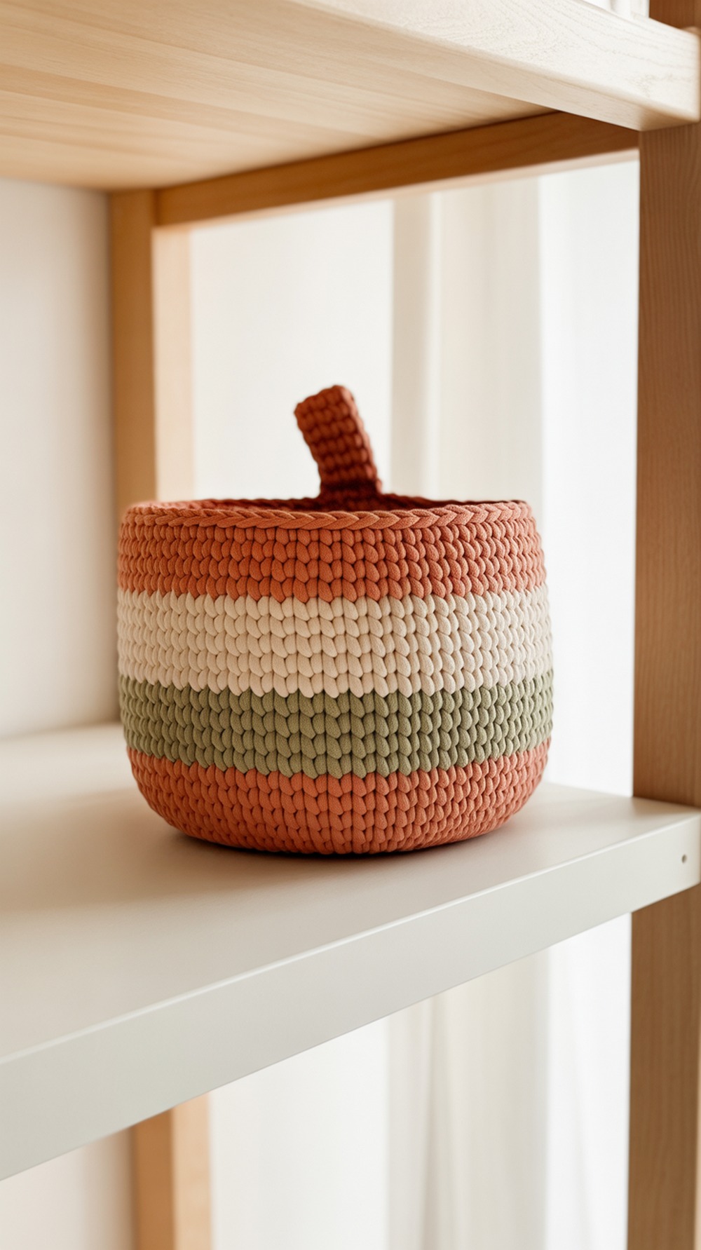 Terracotta Stripe Pumpkin Basket