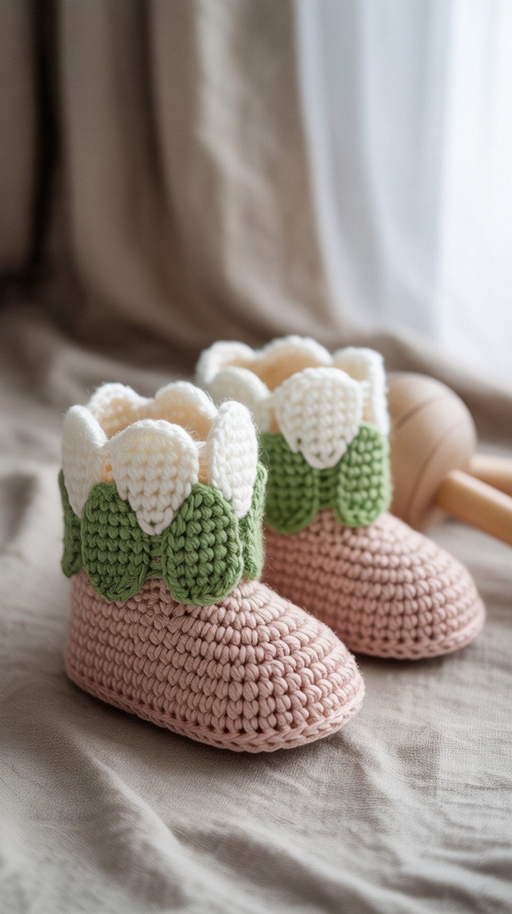 Tulip Trim Baby Booties
