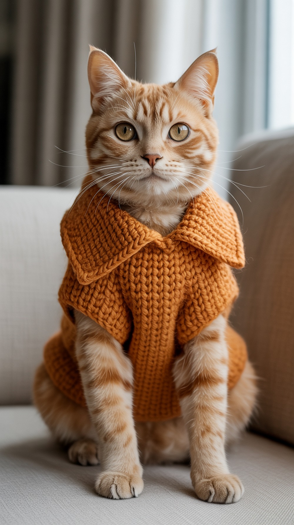 Tweed Cat Sweater (Collar Down Rounds)