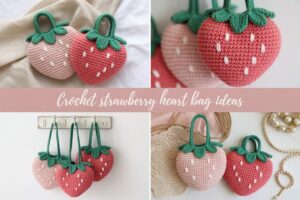 12 Crochet Strawberry Heart Bag Ideas