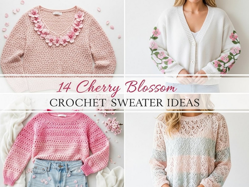 14 Cherry Blossom Crochet Sweater Ideas