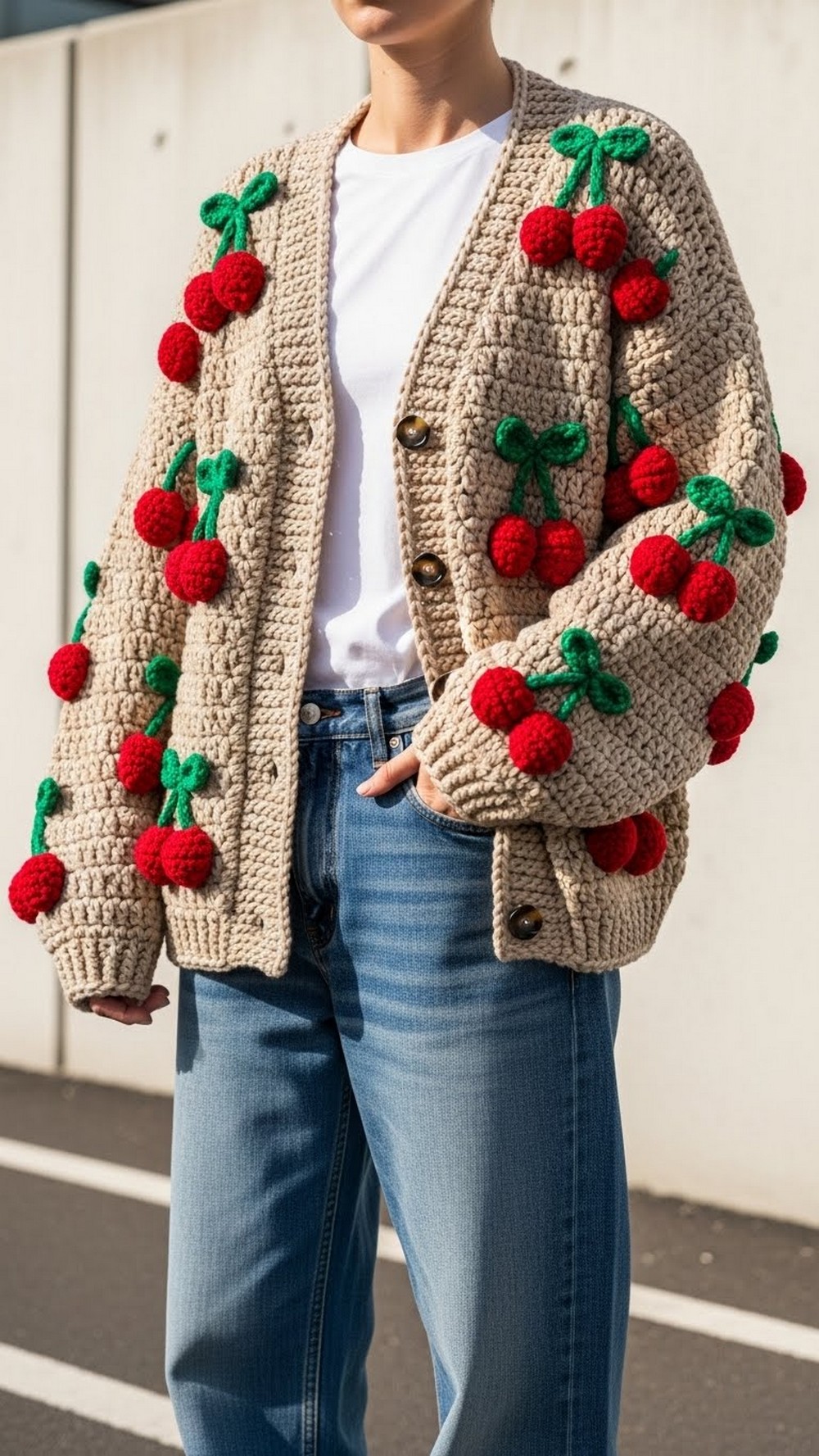 Cherry Cardigan for Beginners Streetwear Look