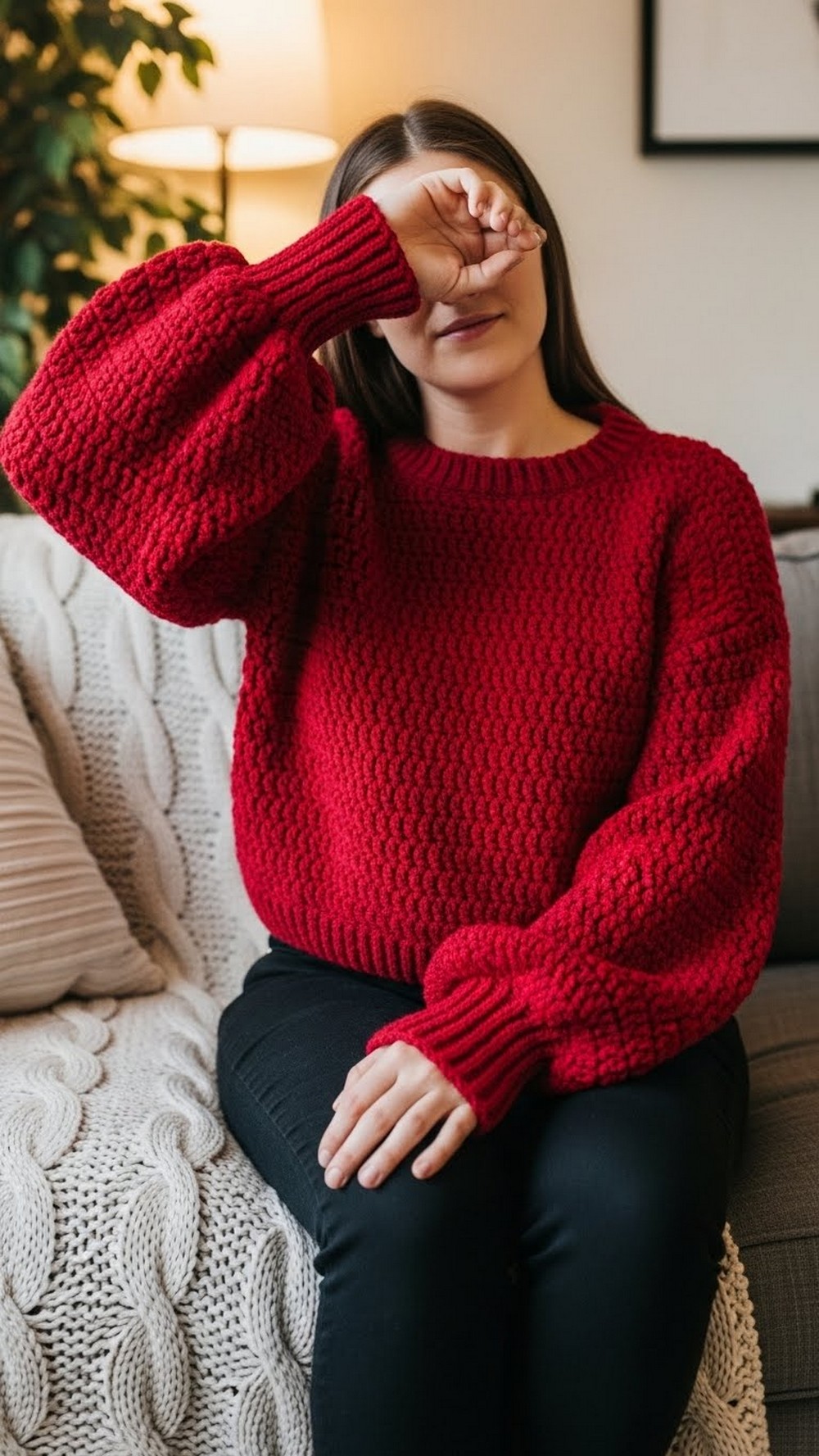 Cherry Cloud Puffy Crochet Jumper