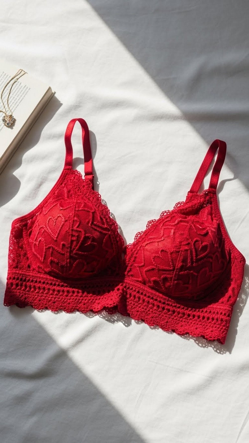 Cherry Heart Lace Bralette Crop