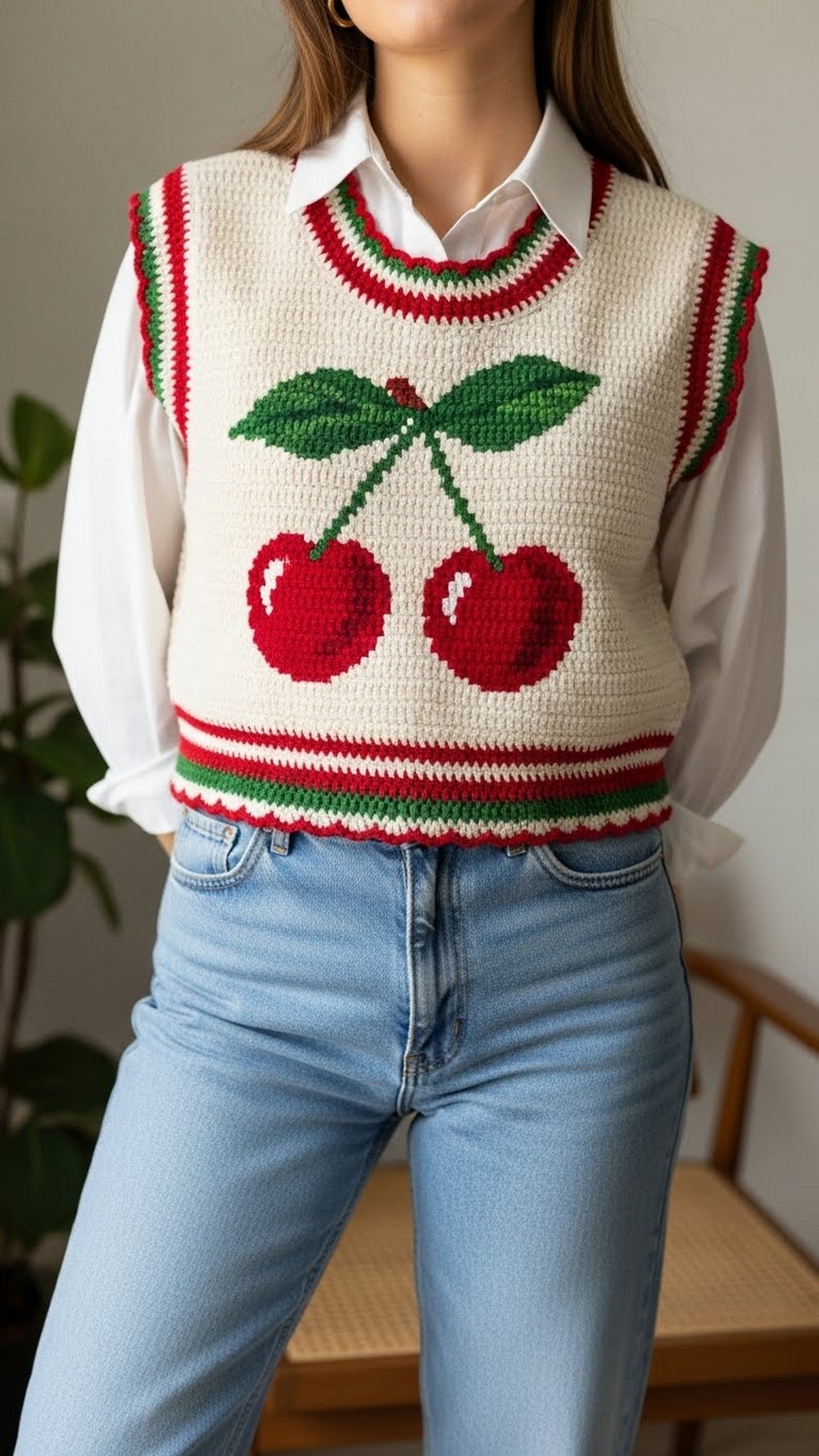 Cherry On Top Tapestry Vest and Jeans