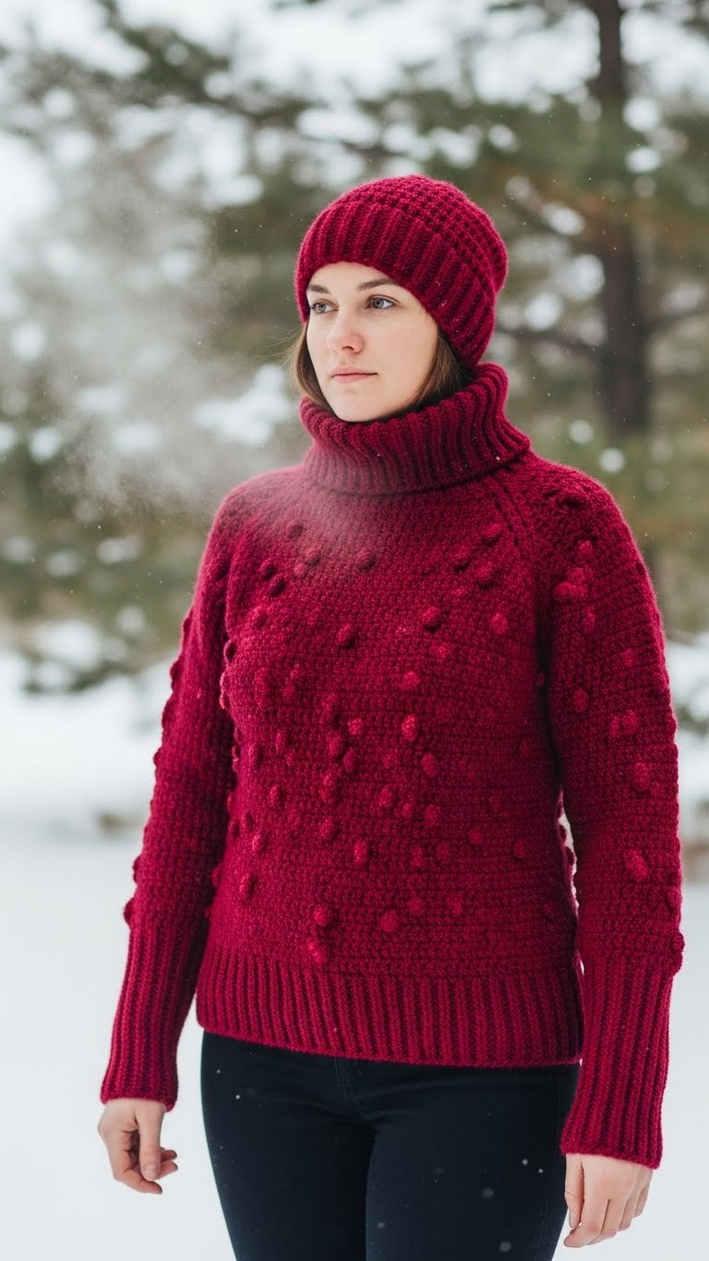 Cranberry Cherry Turtleneck Sweater