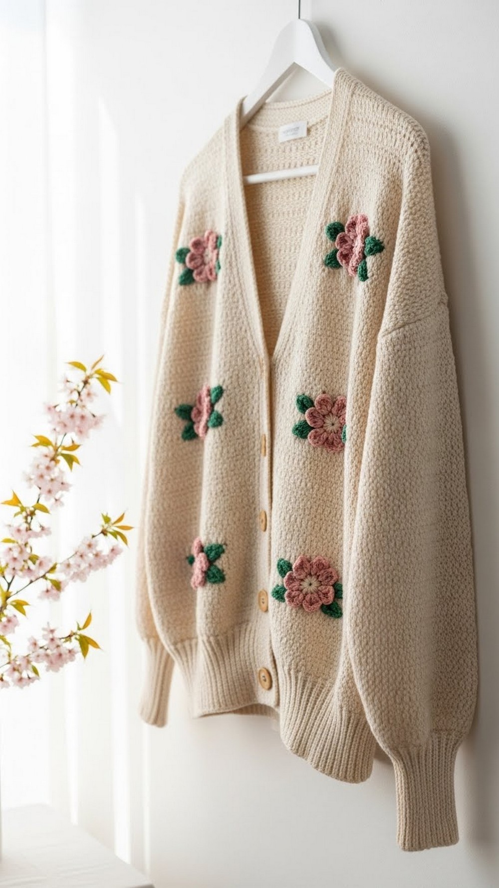 Easy Flower Cherry Blossom Cardigan