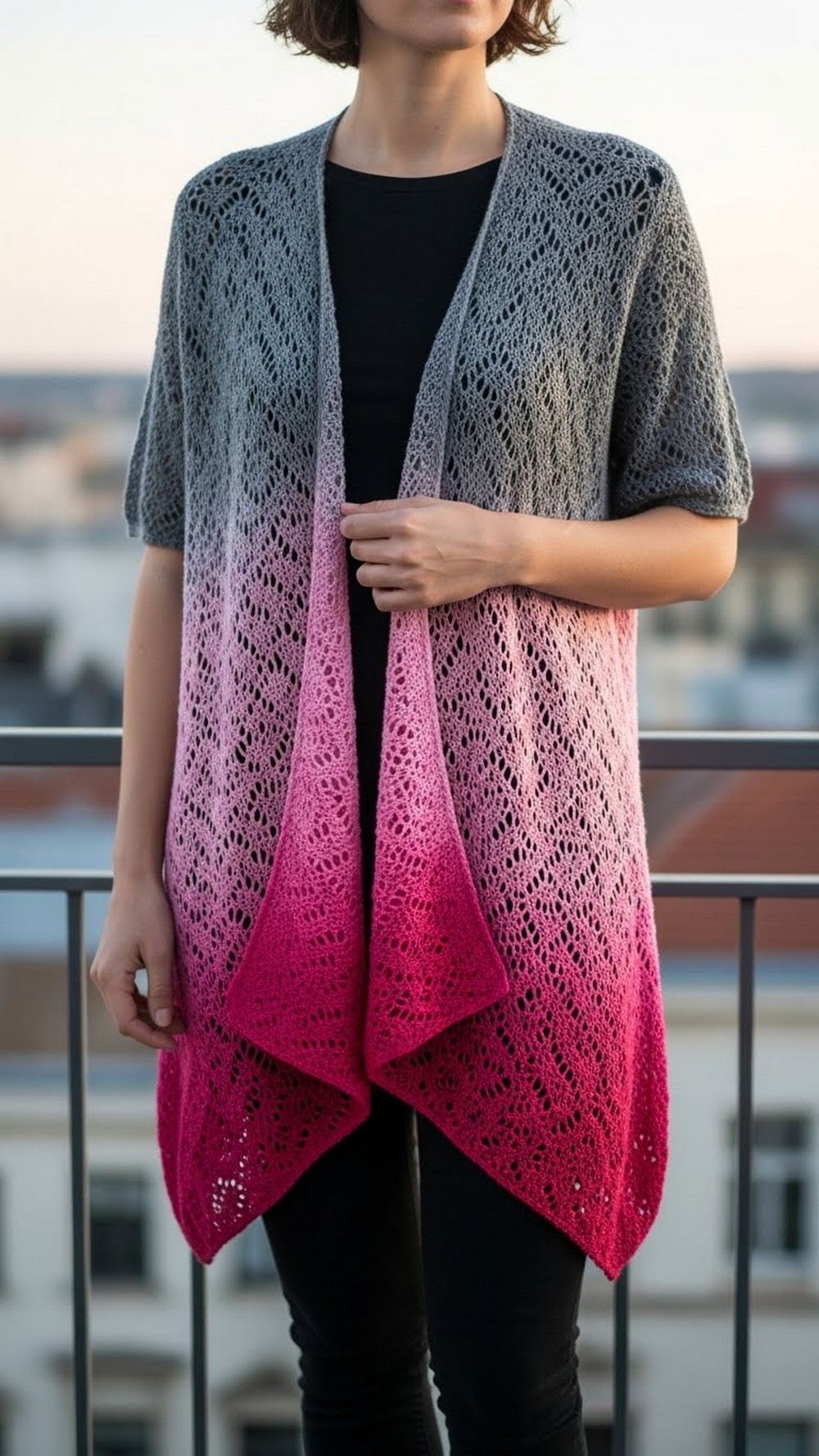 Ombre Cherry Blossom Summer Cardigan