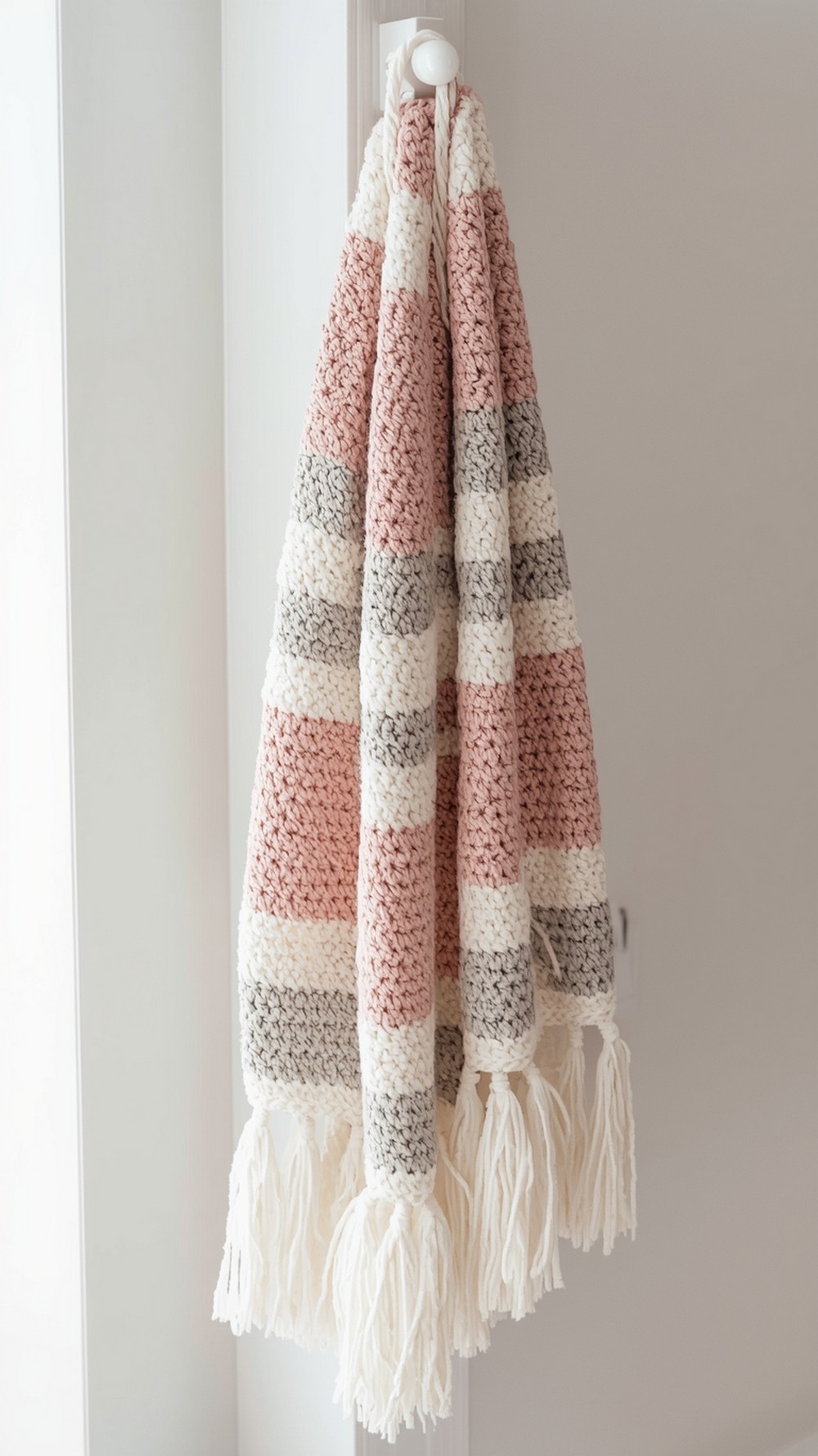 Pink & Gray Striped Scarf