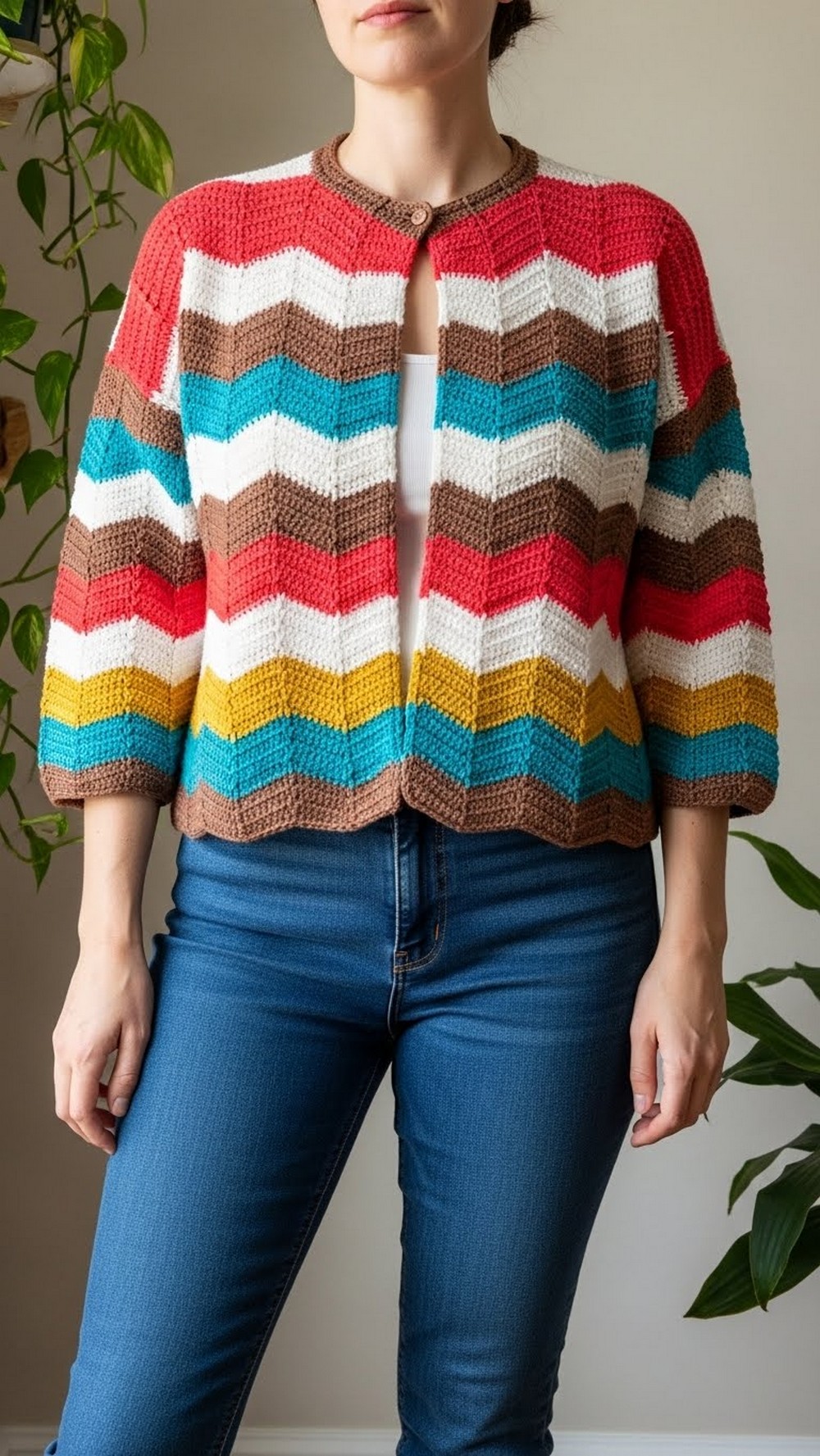 Retro Stripe Hexagon Cardigan