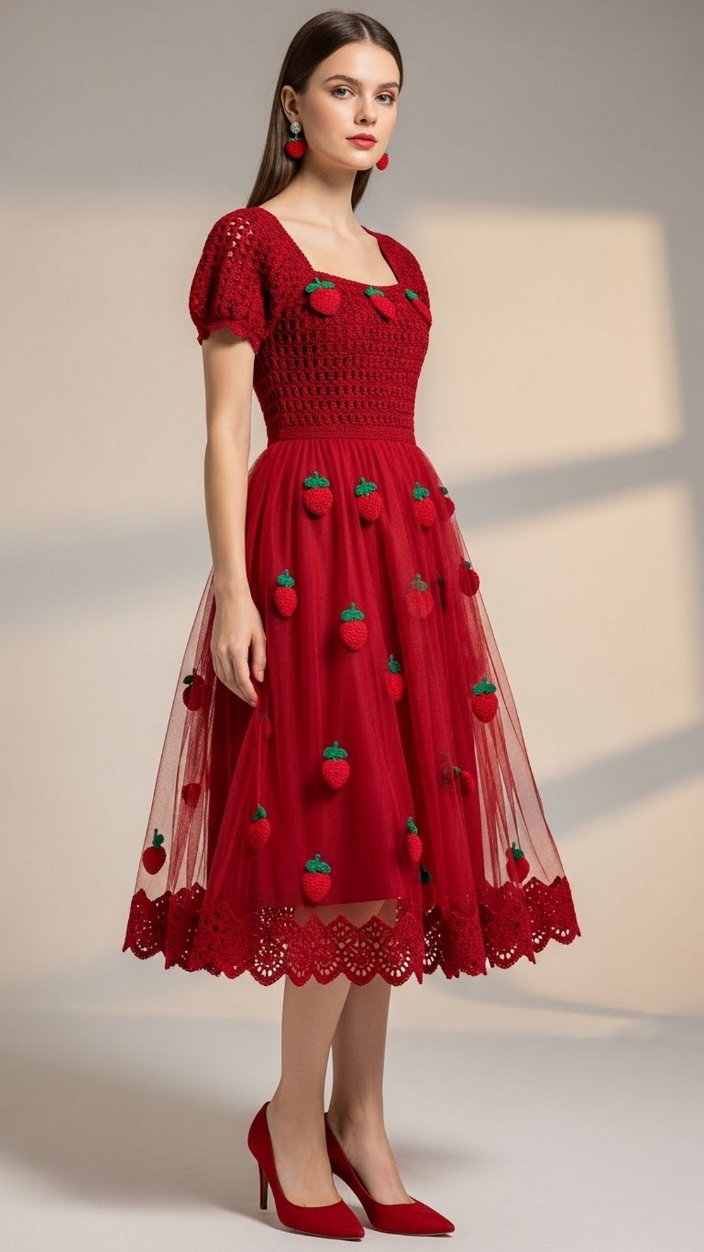 Strawberry & Cherry Tulle Party Dress