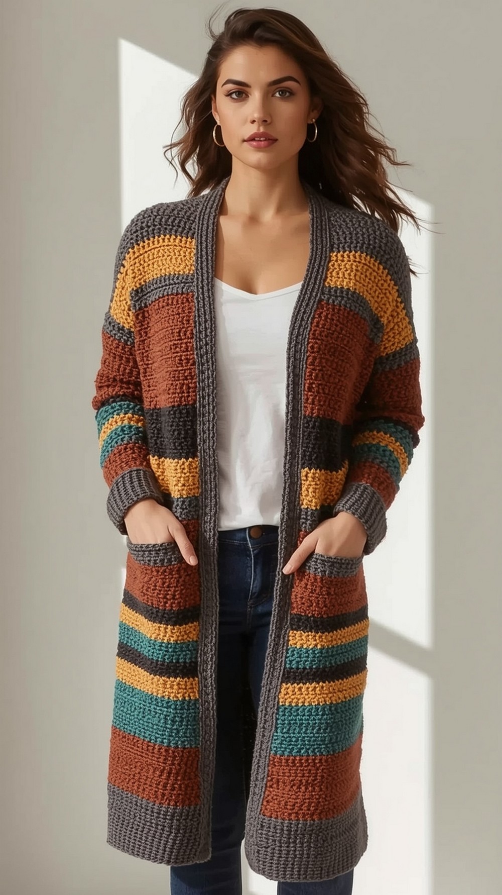 Textured Stripes Cardigan