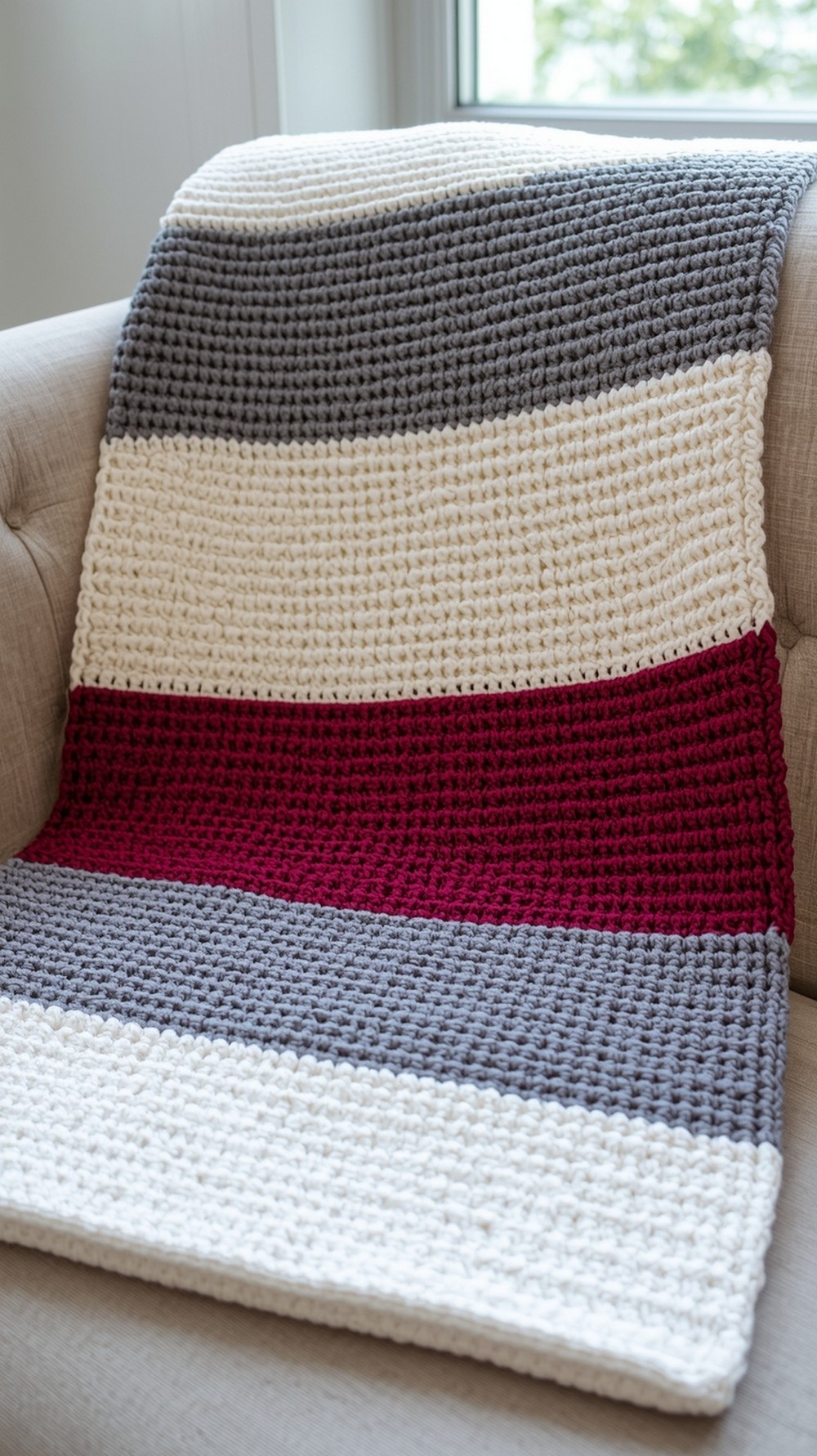 Three-Color Post-Rib Throw