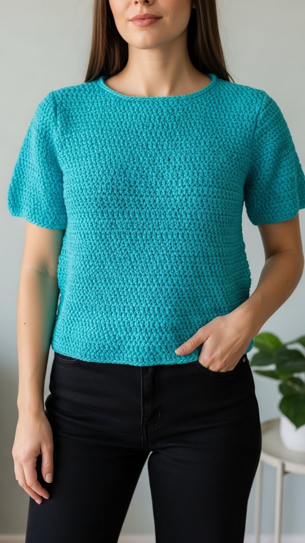 Turquoise Candy Cotton Crochet Top Outfit