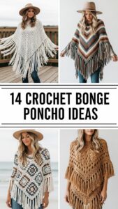14 Crochet Boho Fringe Poncho Ideas