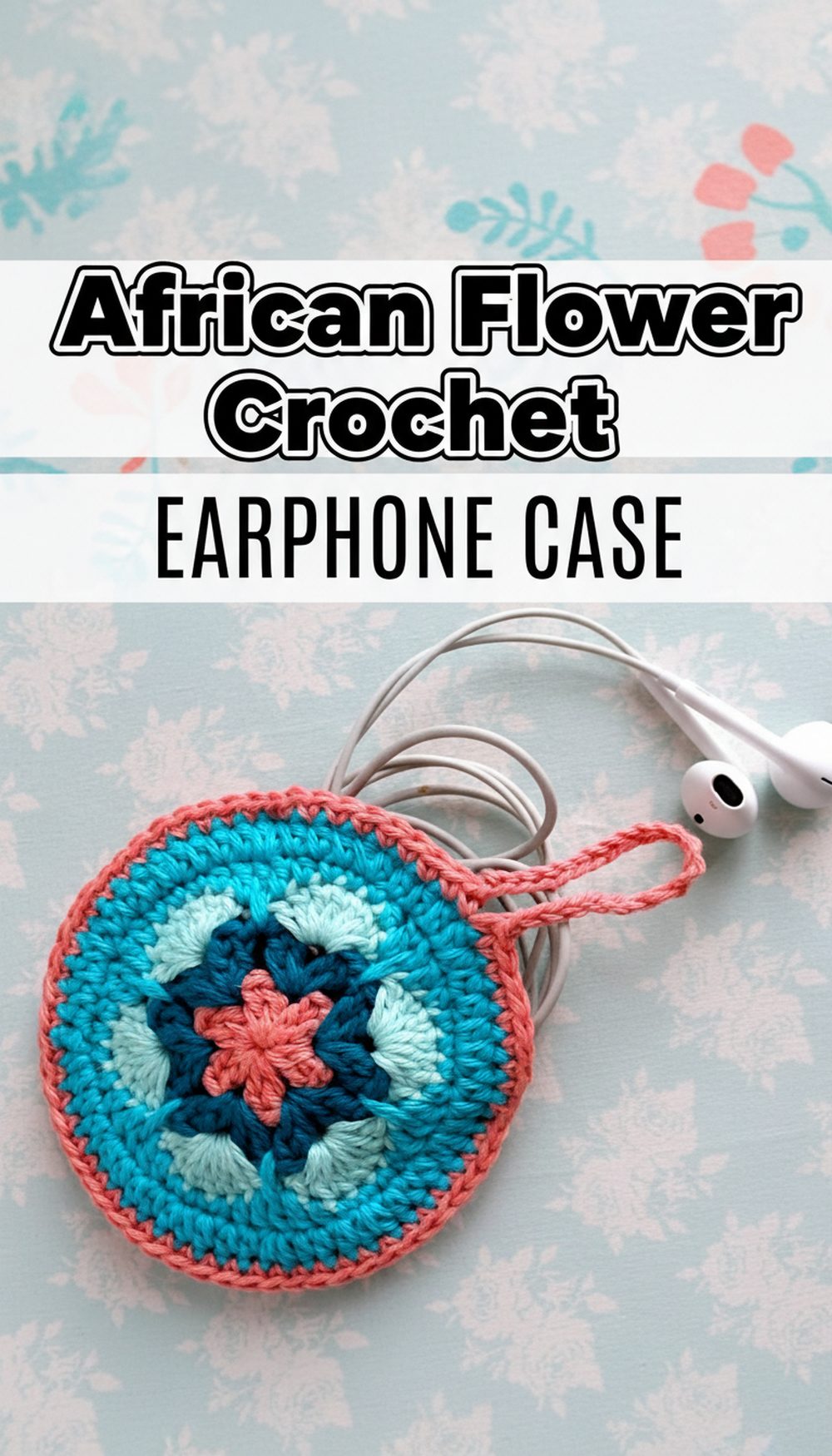 African Flower Crochet Earphone Case