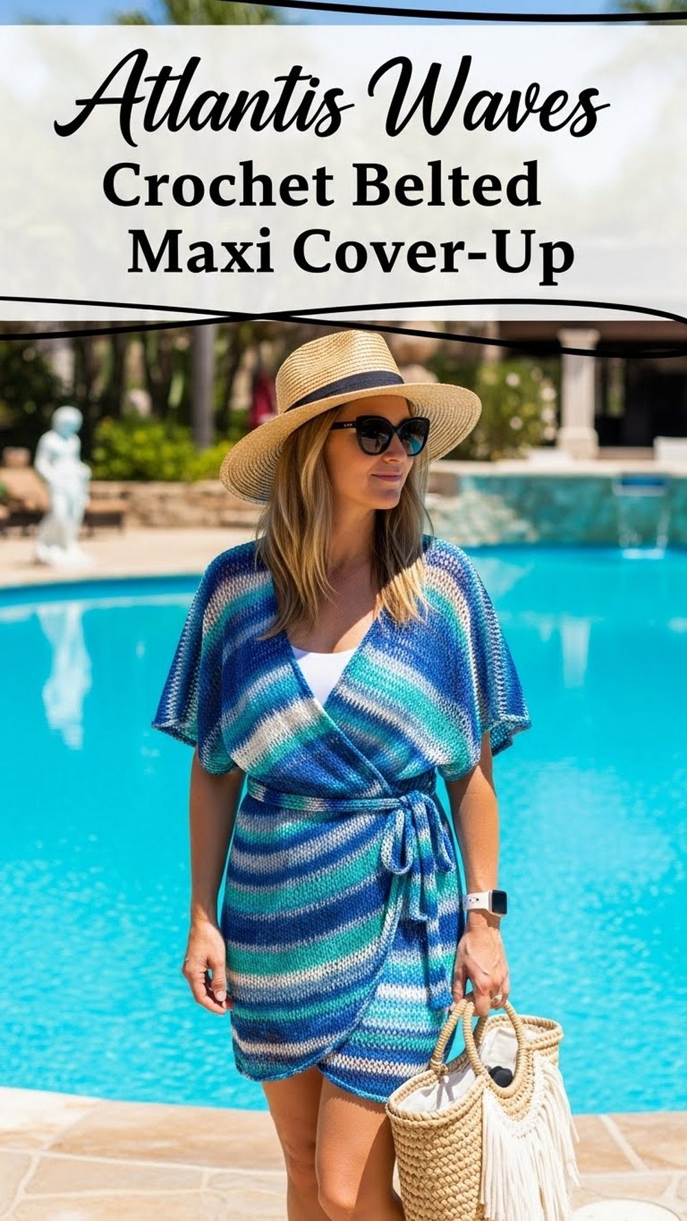 Atlantis Waves Crochet Belted Maxi Cover-Up