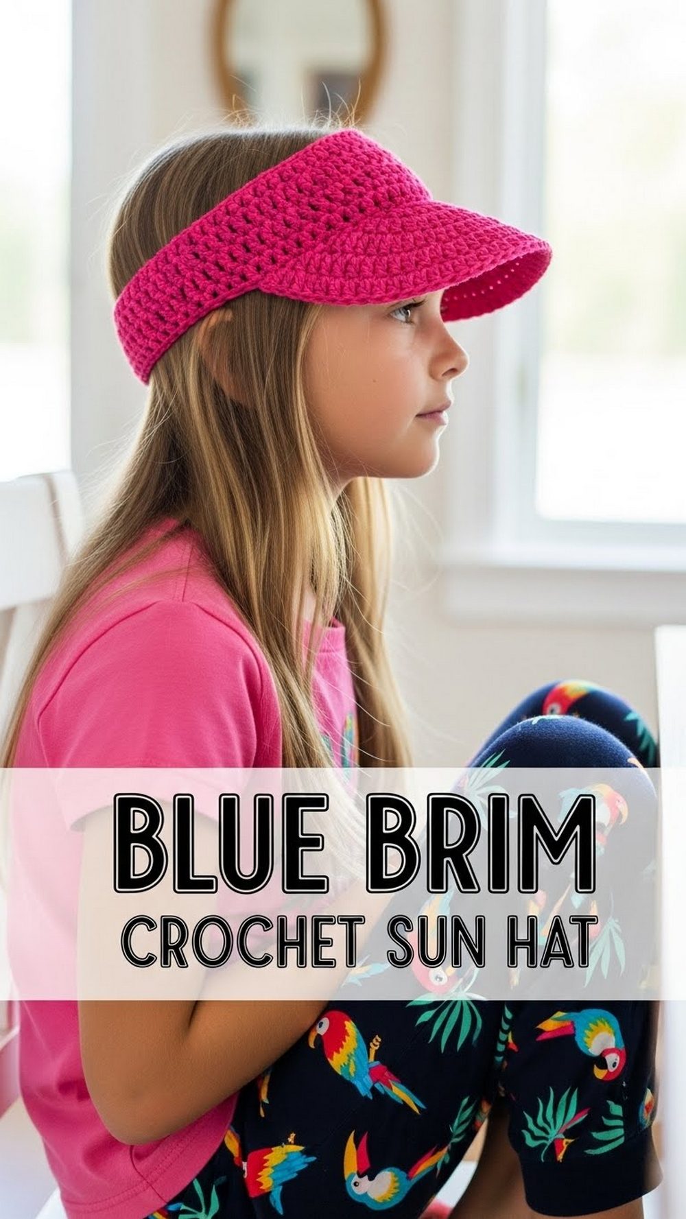 Blue Brim Crochet Sun Hat