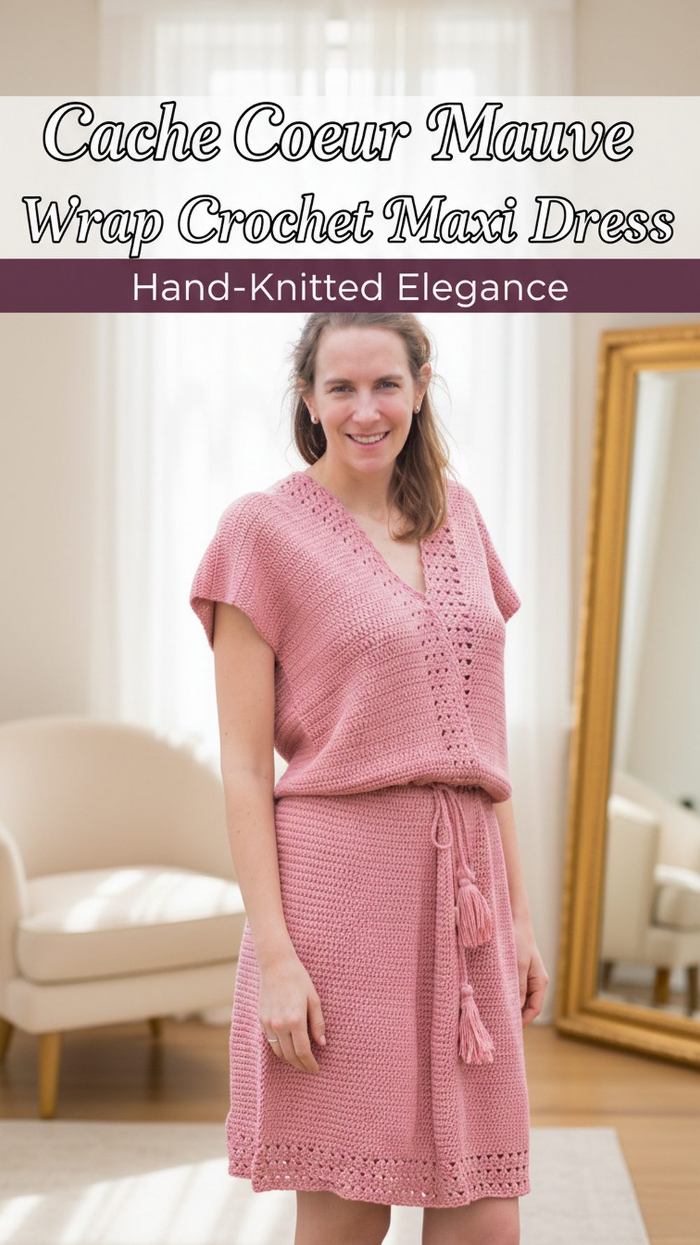 Cache Coeur Mauve Wrap Crochet Maxi Dress