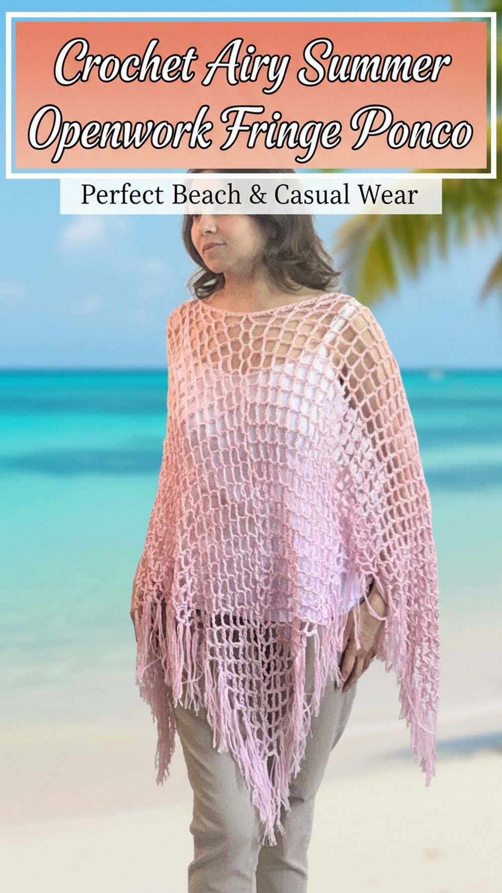 Crochet Airy Summer Openwork Fringe Poncho