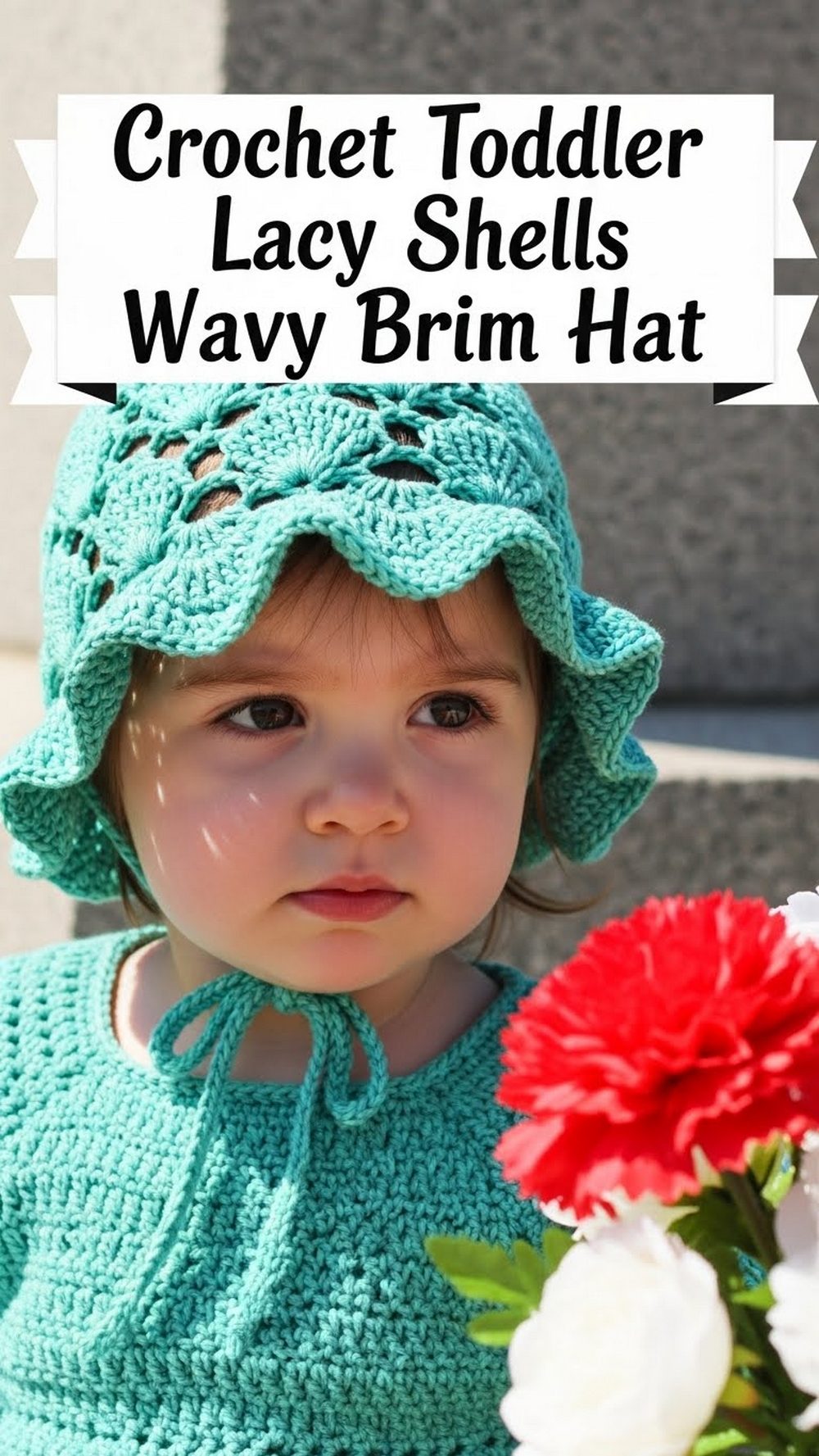 Crochet Toddler Lacy Shells Wavy Brim Hat