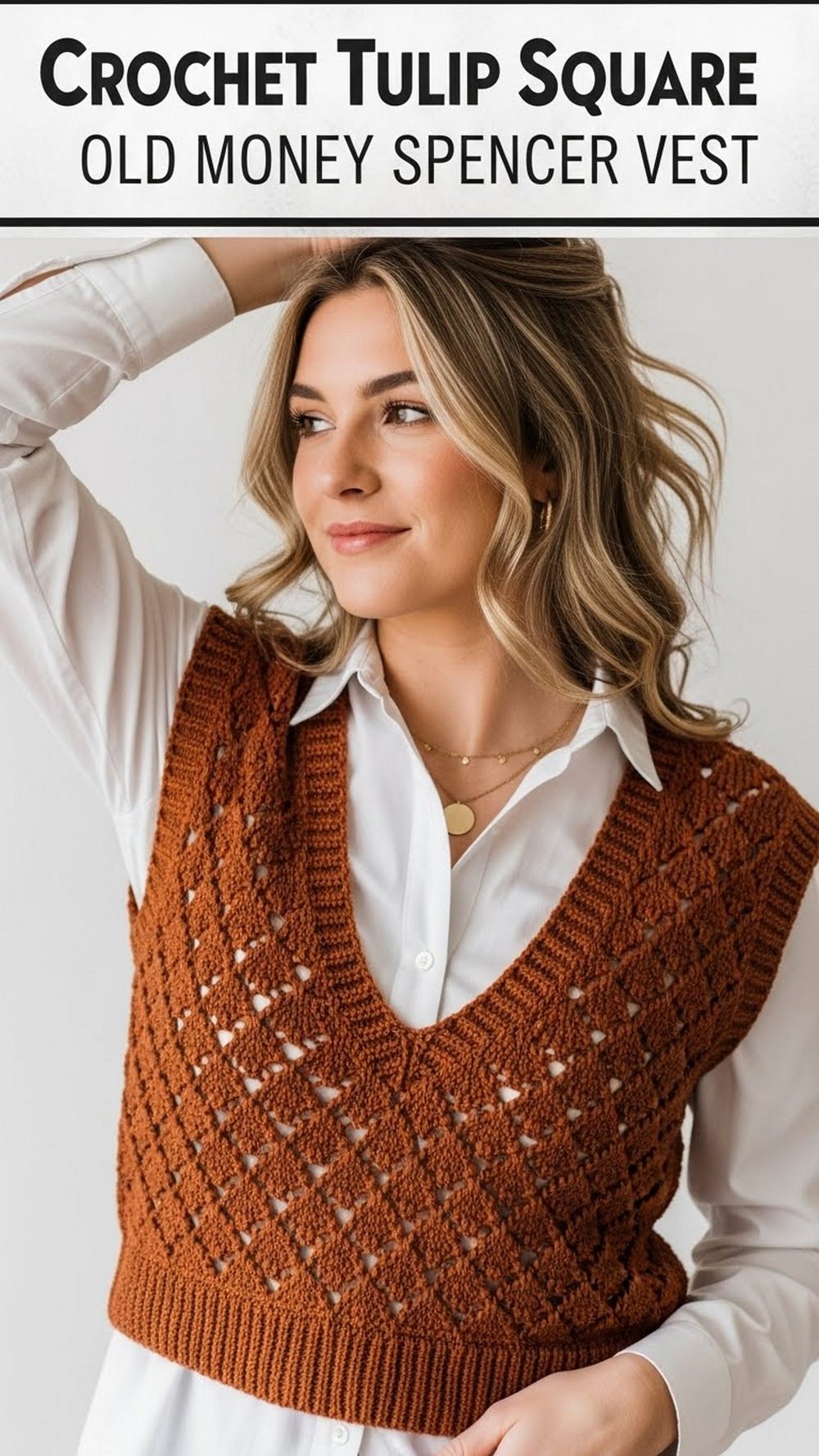 Crochet Tulip Square Old Money Spencer Vest