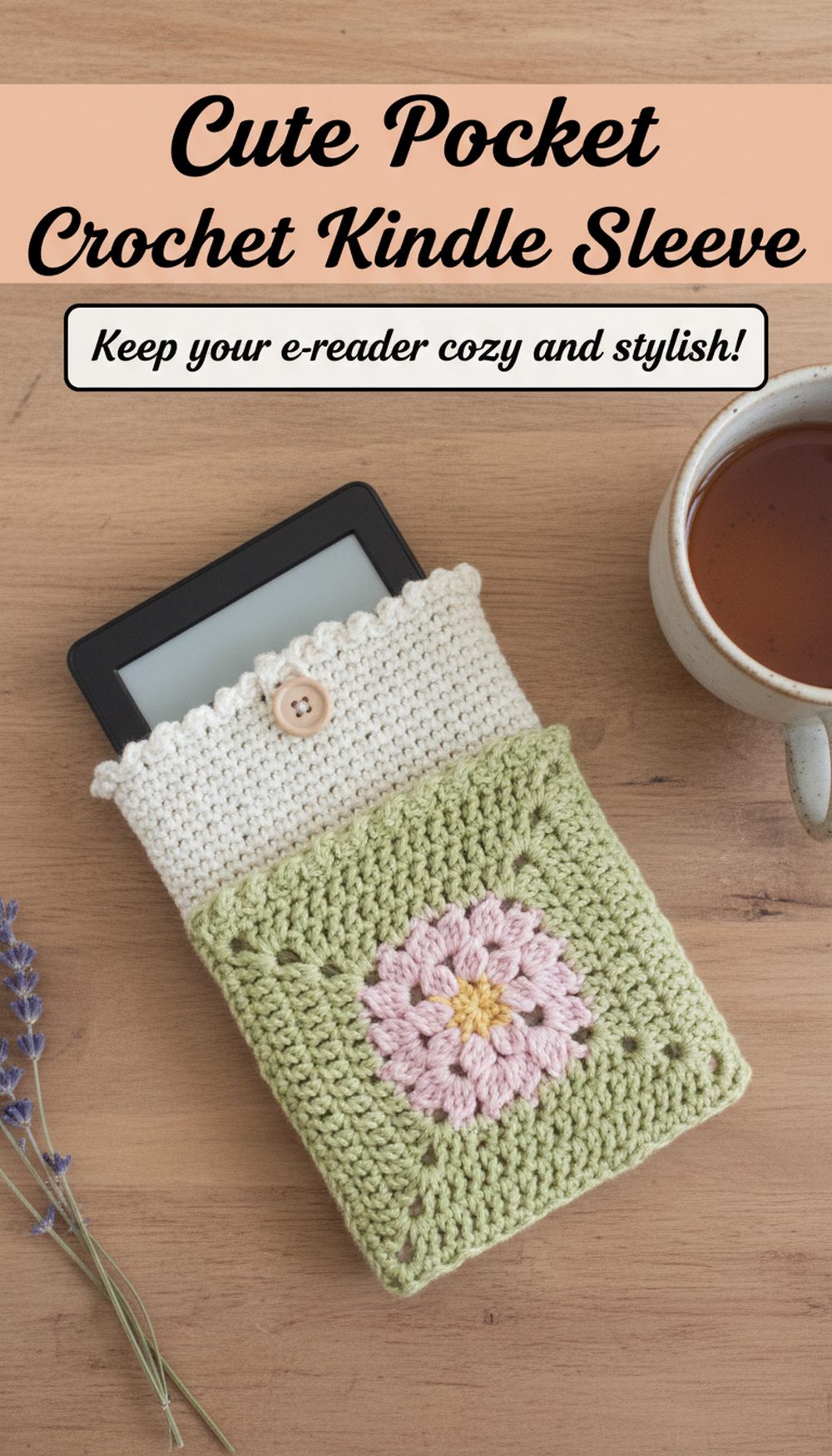 Cute Pocket Crochet Kindle Sleeve