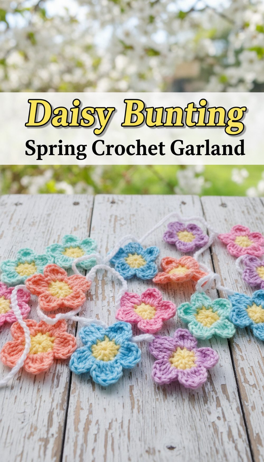 Daisy Bunting Spring Crochet Garland