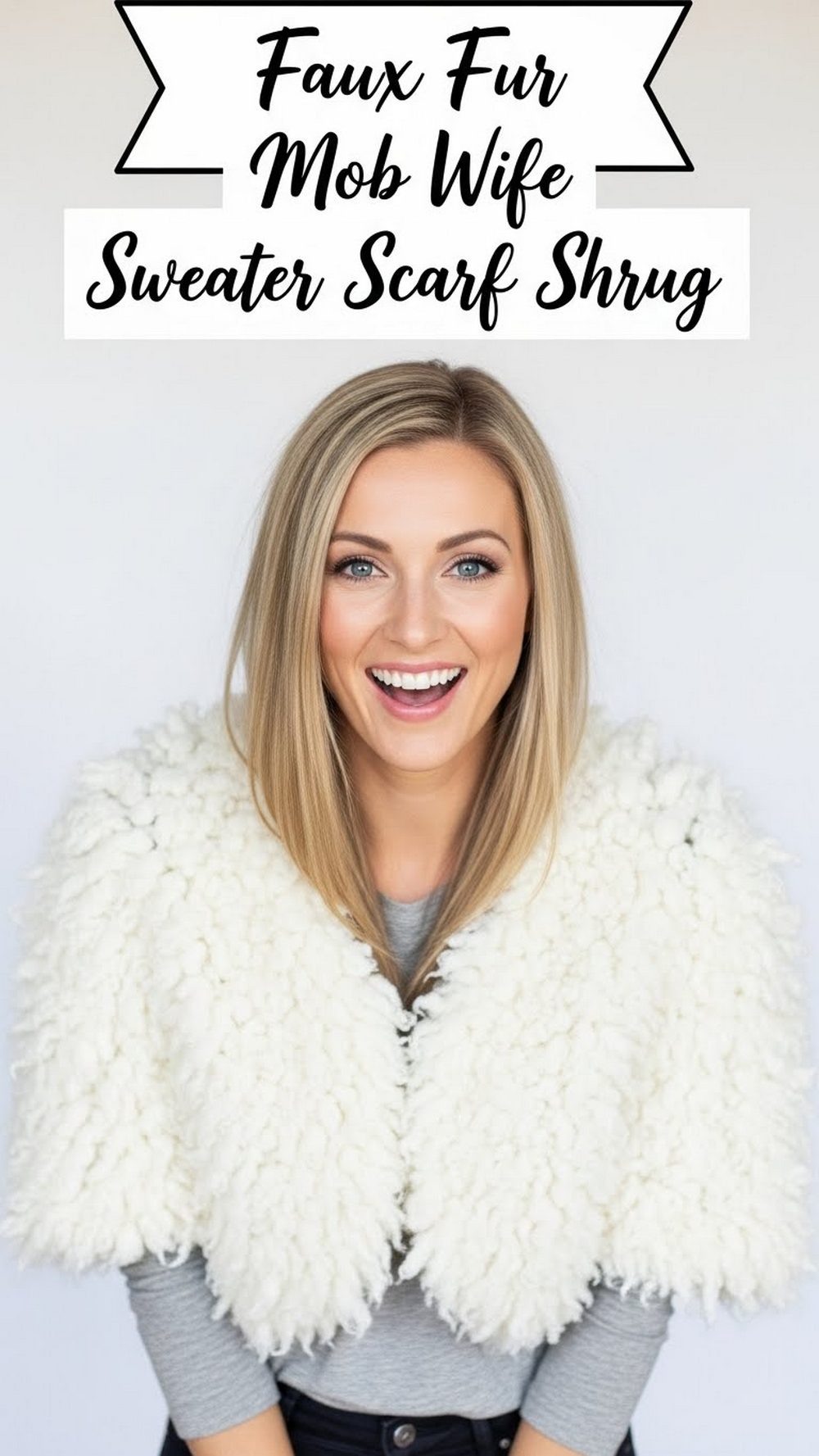 Faux Fur Mob Wife Sweater Scarf Shrug